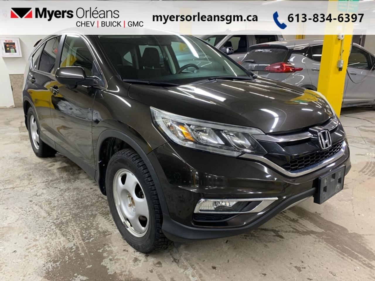 <b>Sunroof,  Bluetooth,  Rear View Camera,  Steering Wheel Audio Control,  Aluminum Wheels!</b><br> <br>  On sale now! This vehicle was originally listed at $19938.  Weve marked it down to $18938. You save $1000.If youre shopping for a top shelf compact SUV, the CR-V remains one of your best bets, says Edmunds. This 2015 Honda CR-V is fresh on our lot in Orleans. <br> <br>In a world filled with to-do lists, the Honda CR-V is designed to adapt to your everyday needs. So whether youre hauling sports gear, picking up groceries, or taking your friends out for a spin, theres plenty of room, and then some. On top of its versatility, you get the fuel efficiency and reliability youd expect from a Honda. From the modern interior to the sleek exterior, life looks good with a CR-V. This SUV has 145,510 km. Its Black in colour and is completely accident free based on the <a href=https://vhr.carfax.ca/?id=RRbqo2PyHGbOeBblpqn8ACiFeHo3aweu target=_blank>CARFAX Report</a>. It has an Automatic transmission and is powered by a 185HP 2.4L 4 Cylinder Engine. This vehicle has been upgraded with the following features: Sunroof, Bluetooth, Rear View Camera, Steering Wheel Audio Control, Aluminum Wheels.<br> <br>To apply right now for financing use this link: <a href=https://www.myersorleansgm.ca/FinancePreQualForm target=_blank>https://www.myersorleansgm.ca/FinancePreQualForm</a><br><br> <br/><br> Buy this vehicle now for the lowest bi-weekly payment of <b>$285.52</b> with $0 down for 36 months @ 10.99% APR O.A.C. ( Plus applicable taxes -  Plus applicable fees   ).  See dealer for details. <br> <br>*MYERS LIFETIME ENGINE AND TRANSMISSION COVERAGE CERTIFICATE NOT AVAILABLE ON VEHICLES WITH KMS EXCEEDING 140,000KM, VEHICLES 8 YEARS & OLDER, OR HIGHLINE BRAND VEHICLE(eg. BMW, INFINITI. CADILLAC, LEXUS...)<br> Come by and check out our fleet of 30+ used cars and trucks and 220+ new cars and trucks for sale in Orleans.  o~o