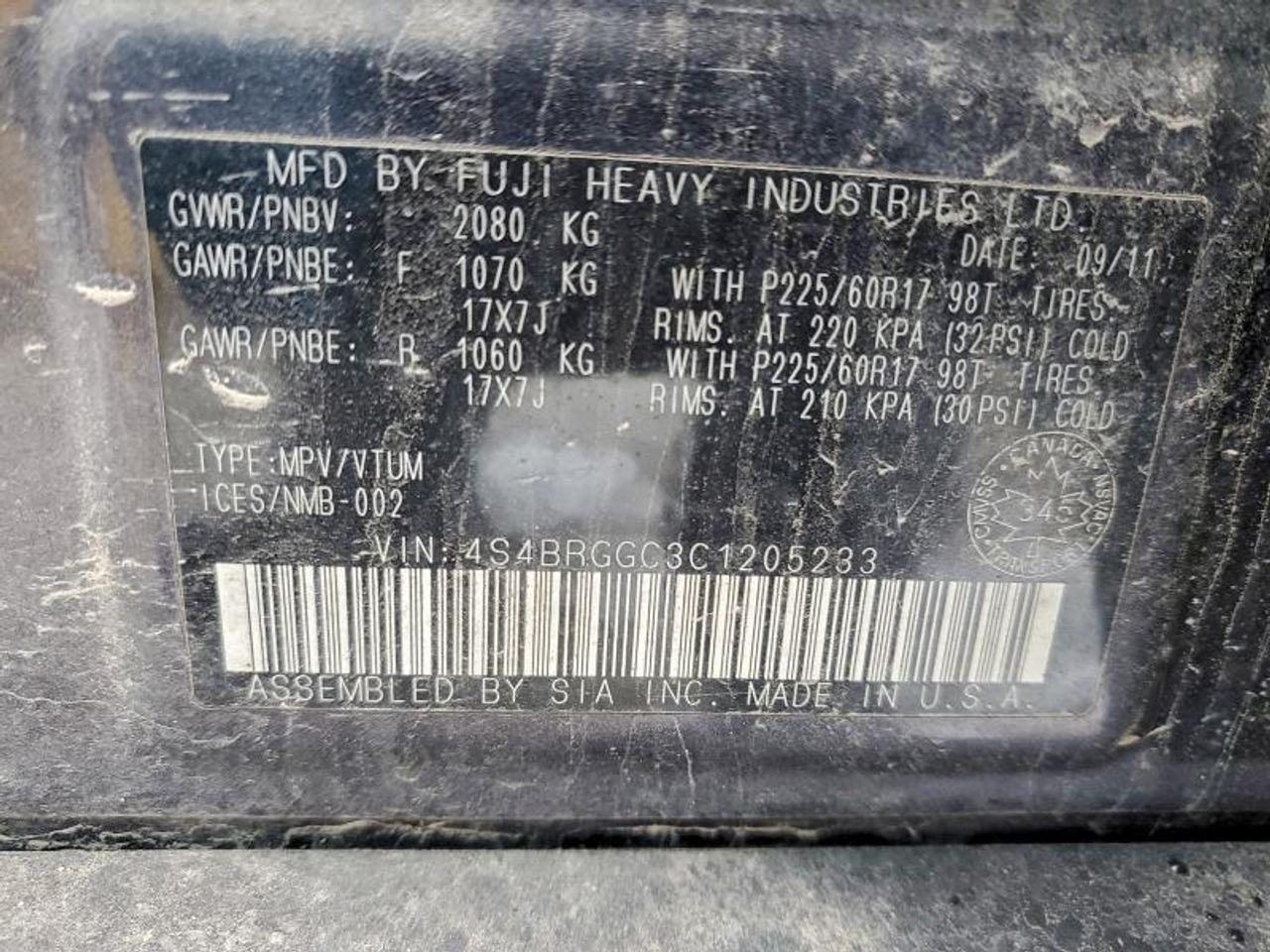 2012 Subaru Outback 2.5i Touring Photo