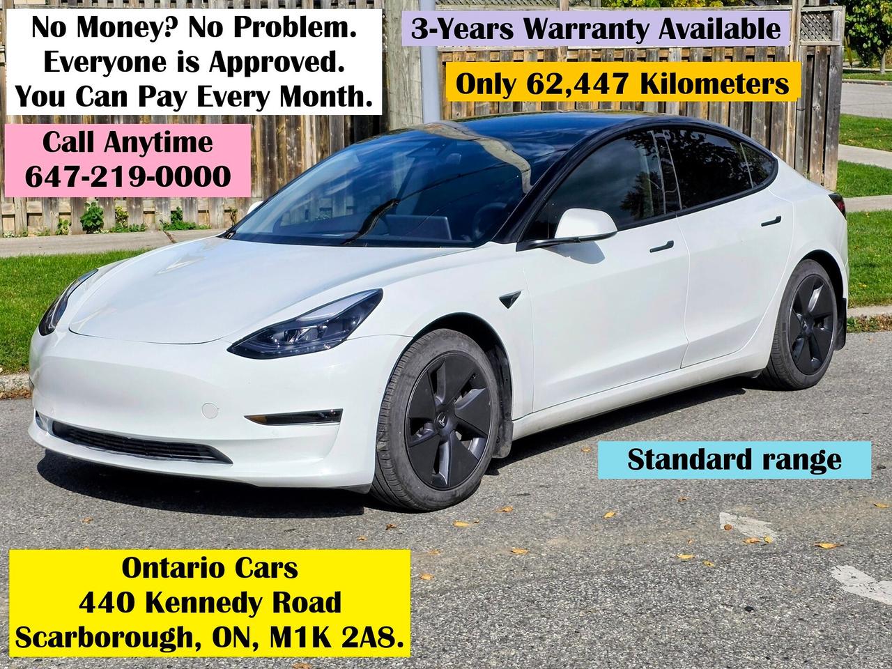 <p>📞 Call Anytime at 647-219-0000, No money? No problem. You can pay every month. Anyone approved.</p><p>🛣️ ONTARIO CARS, 440 Kennedy Road, Toronto, ON, M1K 2A8. (Open 7 Days a Week from 10 AM to 8 PM)</p><p>🔒 Our Price is the Lowest in the Market!</p><p>🚗 Priced to Sell Fast! Tested, Ready to Drive. Mileage: 62,447 Kilometers.</p><p>💼 14 Years in Business, Approximately 60% Repeat Customers or Referrals.</p><p>Features:</p><p>Electric Vehicle</p><p>Heated Steering</p><p>Heated Front and Rear Seats</p><p>Power Liftgate</p><p>Cool Seats</p><p>Autopilot with Lane Assist Collision Warning System</p><p>360 Degree Camera System Technology</p><p>15 inch Touchscreen Infotainment Premium Connectivity</p><p>Navigation</p><p>Air Conditioning</p><p>Keyless Entry</p><p>Power Windows</p><p>Power Locks</p><p>Leather Seats</p><p>Panoramic Glass Roof</p><p>🌐 Visit our website:&nbsp;<a href=http://theontariocars.com/ rel=noopener noreferrer nofollow>theontariocars.com</a></p><p>👍 Follow us on Facebook:&nbsp;<a class=rich-text-link href=http://facebook.com/ontariocar target=_blank rel=noopener>facebook.com/ontariocar</a></p><p>🚗 Ontario Cars - Your Trusted Source for Quality, Tested, Pre-Owned Mint Condition Vehicles.</p><p>🚦 Government Tax HST & Licensing Cost is Extra. All Other Fees are Included in the Price.</p>