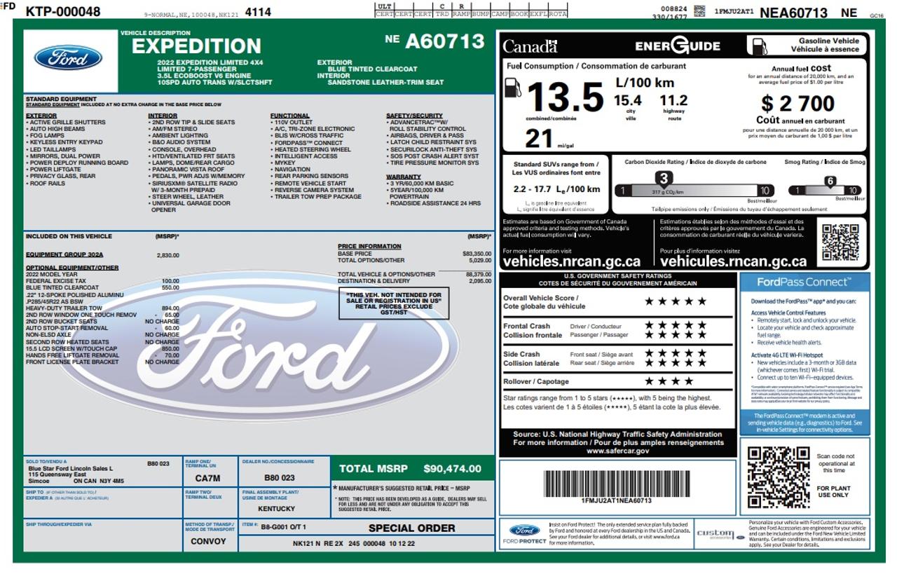 2022 Ford Expedition Limited 302A|HEAVY DUTY TOW PKG|NAV|MOONROOF|COOLED STS Photo