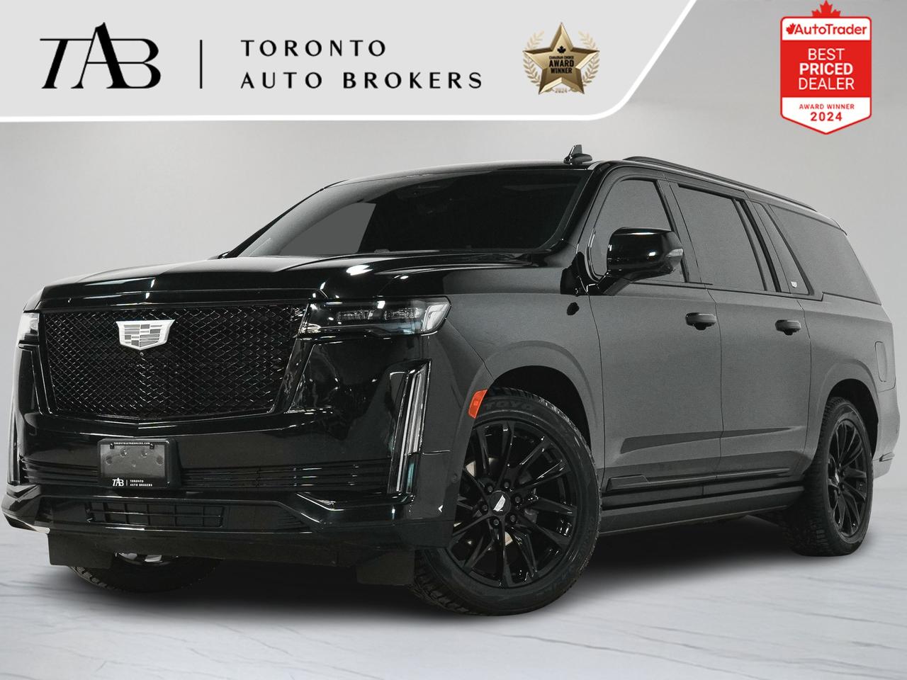 This 2022 Cadillac Escalade ESV Sport Platinum is a local Ontario vehicle with remaining manufacturer warranty until August 24th, 2026, or up to 80,000 km, offering exceptional comfort and peace of mind.


Key Features Include:

* Sport Platinum Trim  Top-Tier Luxury & Performance
* Rear Seat Entertainment System
* 22-inch Alloy Wheels
* Panoramic Sunroof
* Heated & Ventilated Front Seats with Massage Function
* Power Adjustable Front Seats with Memory
* Heated Second-Row Seats
* Tri-Zone Automatic Climate Control
* Premium Leather Upholstery with High-End Finishes
* Curved OLED Display with Integrated Navigation
* Apple CarPlay & Android Auto
* AKG Studio Reference Sound System
* 360 Surround View Camera with Parking Assistance
* Advanced Driver Assistance & Safety Features


NOW OFFERING 3 MONTH DEFERRED FINANCING PAYMENTS ON APPROVED CREDIT. 

WE OFFER THE BEST FINANCE RATES, AND DONT CHARGE ANY FINANCING FEE

 Looking for a top-rated pre-owned luxury car dealership in the GTA? Look no further than Toronto Auto Brokers (TAB)! Were proud to have won multiple awards, including the 2024 AutoTrader Best Priced Dealer, the 2024 CarGurus Award, the 2025 Top Choice Award, the 2025 Consumer Satisfaction Award, the 2025 Canadian Choice Award, the 2025 Three Best Rated Dealer Award, and many more!

With 30 years of experience serving the Greater Toronto Area, TAB is a respected and trusted name in the pre-owned luxury car industry. Our 30,000 sq.Ft indoor showroom is home to a wide range of luxury vehicles from top brands like BMW, Mercedes-Benz, Audi, Porsche, Land Rover, Jaguar, Aston Martin, Bentley, Maserati, and more. And we dont just serve the GTA, were proud to offer our services to all cities in Canada, including Vancouver, Montreal, Calgary, Edmonton, Winnipeg, Saskatchewan, Halifax, and more.

At TAB, were committed to providing a no-pressure environment and honest work ethics. As a family-owned and operated business, we treat every customer like family and ensure that every interaction is a positive one. Come experience the TAB Lifestyle at its truest form, luxury car buying has never been more enjoyable and exciting!

We offer a variety of services to make your purchase experience as easy and stress-free as possible. From competitive and simple financing and leasing options to extended warranties, aftermarket services, and full history reports on every vehicle, we have everything you need to make an informed decision. We welcome every trade, even if youre just looking to sell your car without buying, and when it comes to financing or leasing, we offer same day approvals, with access to over 50 lenders, including all of the banks in Canada. Feel free to check out your own Equifax credit score without affecting your credit score, simply click on the Equifax tab above and see if you qualify.

Call us today or visit our website to learn more about our inventory and services. And remember, all prices exclude applicable taxes and licensing, and vehicles can be certified at an additional cost of $999.