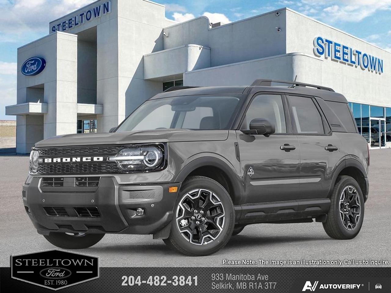 <b>Heated Steering Wheel,  Remote Start,  Fog Lamps,  Heated Seats,  Adaptive Cruise Control!</b><br> <br> <br> <br>We value your TIME, we wont waste it or your gas is on us!   We offer extended test drives and if you cant make it out to us we will come straight to you!<br> <br>The 2026 Ford Bronco Sport brings together off-road poise, practical scale and trail-inspired character into a compelling compact package. <br> <br>The 2026 Ford Bronco Sport combines rugged styling, modern tech and flexible utility to create a compact SUV that doesnt compromise on spirit. Inside, the cabin features quality materials, intuitive connectivity and thoughtful design to keep passengers comfortable and engaged. With its trail-ready attitude, confident presence and Fords heritage of capability, the Bronco Sport is built to carry your lifestyle forward.<br> <br>This Carbonized Grey Metallic SUV has an Automatic transmission and is powered by a 181HP 1.5L 3 Cylinder Engine. <br> <br> Our Bronco Sports trim level is Outer Banks. Inside, premium-trimmed heated sport contour seats, a power-adjustable drivers seat with memory, and a heated leatherette steering wheel deliver comfort and control for every journey. The intuitive SYNC 4 infotainment system with a 13.2-inch touchscreen, wireless Apple CarPlay and Android Auto, Alexa integration, and adaptive cruise control with stop-and-go ensure seamless connectivity and convenience on the road. Dual-zone automatic climate control, smart device remote start, and a proximity key with push-button ignition add everyday ease, while thoughtful touches like ambient lighting, premium interior accents, and ample cargo versatility enhance practicality. Outside, 18-inch ebony black-painted aluminum wheels, LED headlights, and black body trim create a bold and athletic presence complemented by off-road-ready features like all-season tires, a Terrain Management System with five G.O.A.T. modes, and part- and full-time four-wheel drive. Safety comes standard with Ford Co-Pilot360 technology, including BLIS with Cross-Traffic Alert, Pre-Collision Assist with Automatic Emergency Braking, Lane Keeping Assist, Rear Cross-Traffic Braking, and a rearview camera, providing confidence and peace of mind whether navigating city streets or taking the scenic route. This vehicle has been upgraded with the following features: Heated Steering Wheel, Remote Start, Fog Lamps, Heated Seats, Adaptive Cruise Control, Lane Keep Assist, Collision Mitigation.<br><br> View the original window sticker for this vehicle with this url <b><a href=http://www.windowsticker.forddirect.com/windowsticker.pdf?vin=3FMCR9CN6TRE38181 target=_blank>http://www.windowsticker.forddirect.com/windowsticker.pdf?vin=3FMCR9CN6TRE38181</a></b>.<br> <br>To apply right now for financing use this link: <a href=http://www.steeltownford.com/?https://CreditOnline.dealertrack.ca/Web/Default.aspx?Token=bf62ebad-31a4-49e3-93be-9b163c26b54c&La target=_blank>http://www.steeltownford.com/?https://CreditOnline.dealertrack.ca/Web/Default.aspx?Token=bf62ebad-31a4-49e3-93be-9b163c26b54c&La</a><br><br> <br/> See dealer for details. <br> <br>Family owned and operated in Selkirk for 35 Years.  <br>Steeltown Ford is located just 20 minutes North of the Perimeter Hwy, with an onsite banking center that offers free consultations. <br>Ask about our special dealer rates available through all major banks and credit unions.<br>Dealer retains all rebates, plus taxes, govt fees and Steeltown Protect Plus.<br>Steeltown Ford Protect Plus includes:<br>- Life Time Tire Warranty <br>Dealer Permit # 1039<br><br><br> Come by and check out our fleet of 100+ used cars and trucks and 170+ new cars and trucks for sale in Selkirk.  o~o