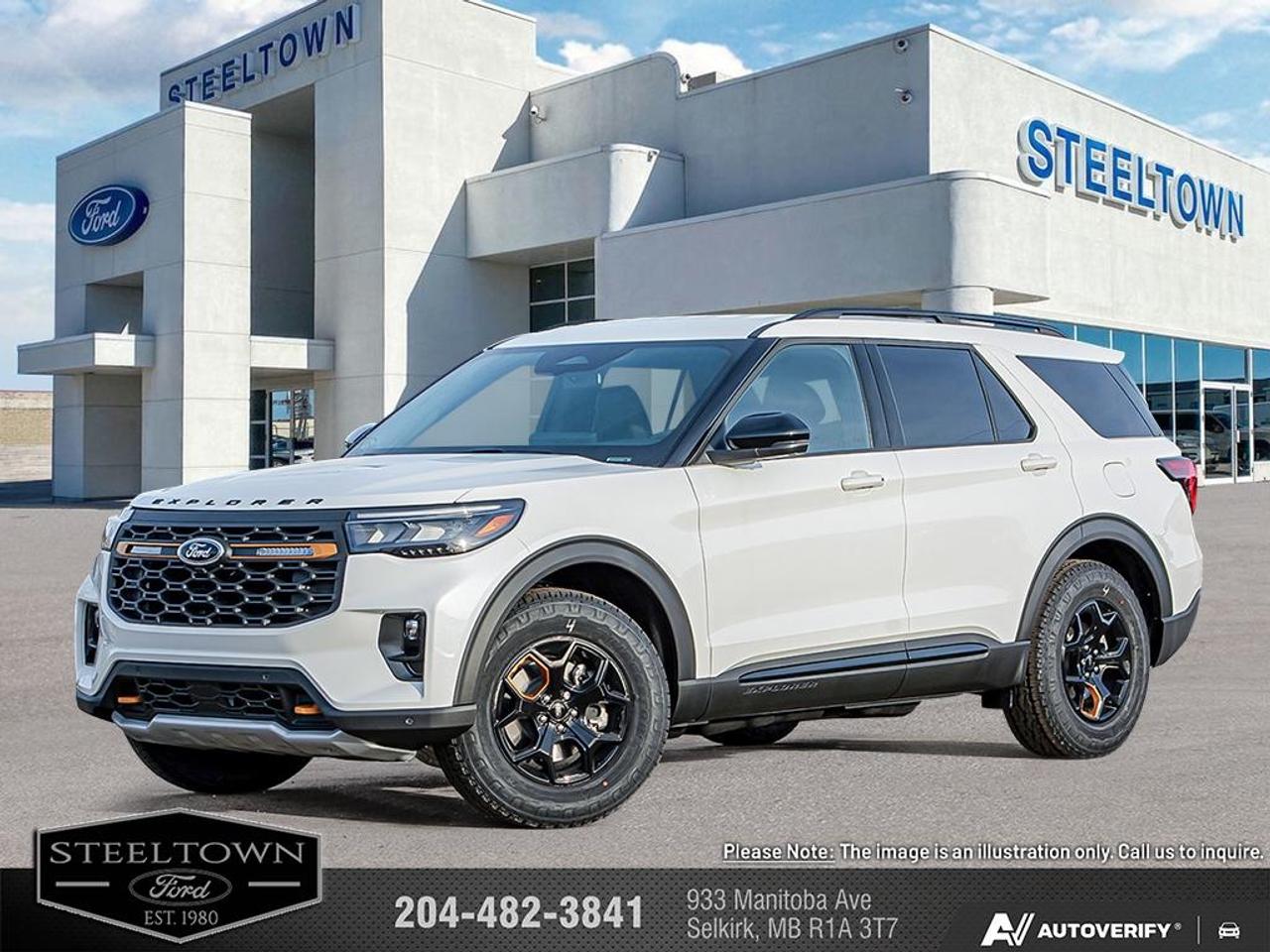 <b>Cooled Seats,  BlueCruise,  Navigation,  B&O Audio,  360 Camera!</b><br> <br> <br> <br>We value your TIME, we wont waste it or your gas is on us!   We offer extended test drives and if you cant make it out to us we will come straight to you!<br> <br>Just as the name implies, this 2026 Explorer is ready to move you beyond your boundaries. <br> <br>This Ford Explorer is the ultimate lifestyle vehicle with plenty of style and space for all of your passengers and cargo. It has the hauling capabilities of a midsize SUV combined with strong off-road capabilities. Whether your next family adventure is to the grocery store or over a high mountain pass, the Ford Explorer was built to get you there with ease.<br> <br>This Star White Metallic SUV has an Automatic transmission and is powered by a 400HP 3.0L V6 Cylinder Engine. <br> <br> Our Explorers trim level is Tremor. This new Tremor trim is ready for your off-roading adventures, a limited slip differential, skid plates and other bespoke upgrades, and additional standard features such as BlueCruise 1.2, inbuilt navigation, Bang & Olufsen audio, an aerial view camera system and a heated steering wheel. Also standard include 20 aluminum wheels, FordPass Connect 5G mobile hotspot internet access, adaptive cruise control, smart device remote engine start, and a power liftgate for rear cargo access. On the inside, occupants are treated to ventilated and heated front seats, voice-activated dual-zone climate control, and a 13.2-inch infotainment screen with wireless Apple CarPlay and Android Auto. Safety features also include lane keep assist with lane departure warning, collision mitigation, automatic emergency braking, evasion assist, and rear parking sensors. This vehicle has been upgraded with the following features: Cooled Seats, BlueCruise, Navigation, B&O Audio, 360 Camera, Remote Start, Heated Steering Wheel.<br><br> View the original window sticker for this vehicle with this url <b><a href=http://www.windowsticker.forddirect.com/windowsticker.pdf?vin=1FMWK8JC5TGB45327 target=_blank>http://www.windowsticker.forddirect.com/windowsticker.pdf?vin=1FMWK8JC5TGB45327</a></b>.<br> <br>To apply right now for financing use this link: <a href=http://www.steeltownford.com/?https://CreditOnline.dealertrack.ca/Web/Default.aspx?Token=bf62ebad-31a4-49e3-93be-9b163c26b54c&La target=_blank>http://www.steeltownford.com/?https://CreditOnline.dealertrack.ca/Web/Default.aspx?Token=bf62ebad-31a4-49e3-93be-9b163c26b54c&La</a><br><br> <br/> Total  rebate of $1000 is reflected in the price.   Incentives expire 2026-03-31.  See dealer for details. <br> <br>Family owned and operated in Selkirk for 35 Years.  <br>Steeltown Ford is located just 20 minutes North of the Perimeter Hwy, with an onsite banking center that offers free consultations. <br>Ask about our special dealer rates available through all major banks and credit unions.<br>Dealer retains all rebates, plus taxes, govt fees and Steeltown Protect Plus.<br>Steeltown Ford Protect Plus includes:<br>- Life Time Tire Warranty <br>Dealer Permit # 1039<br><br><br> Come by and check out our fleet of 100+ used cars and trucks and 180+ new cars and trucks for sale in Selkirk.  o~o