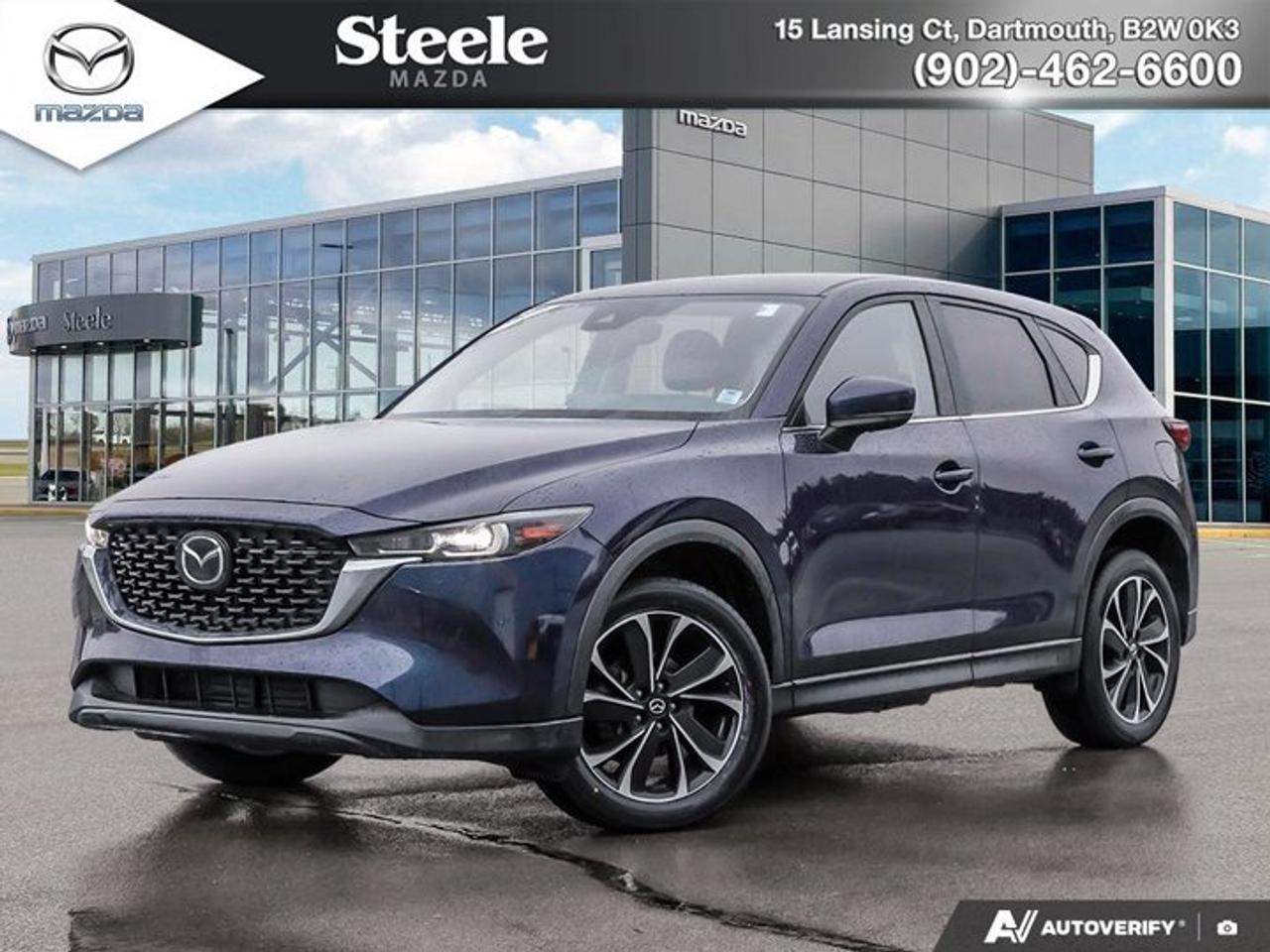 This 2022 Mazda CX-5 GS with Comfort Package AWD with 54,230 km has been reconditioned with an oil and filter change, new tires, new front brake pads and rotors, and an alignment check, supporting its overall condition following a full mechanical inspection. Positioned as a well-equipped midsize SUV, it features a 2.5L SKYACTIV-G engine with cylinder deactivation paired to a 6-speed automatic transmission and all-wheel drive for balanced efficiency and year-round capability. The Comfort Package adds upgraded interior materials with leatherette and Grand Lux Suede inserts, along with heated front seats, a heated steering wheel, dual-zone climate control, a power moonroof, and 19-inch alloy wheels. This one-owner vehicle with a clean accident history and available service records has been road-tested and professionally detailed, offering a practical option for buyers comparing similar SUVs. Youre welcome to book a viewing and test drive to see how it performs in person.