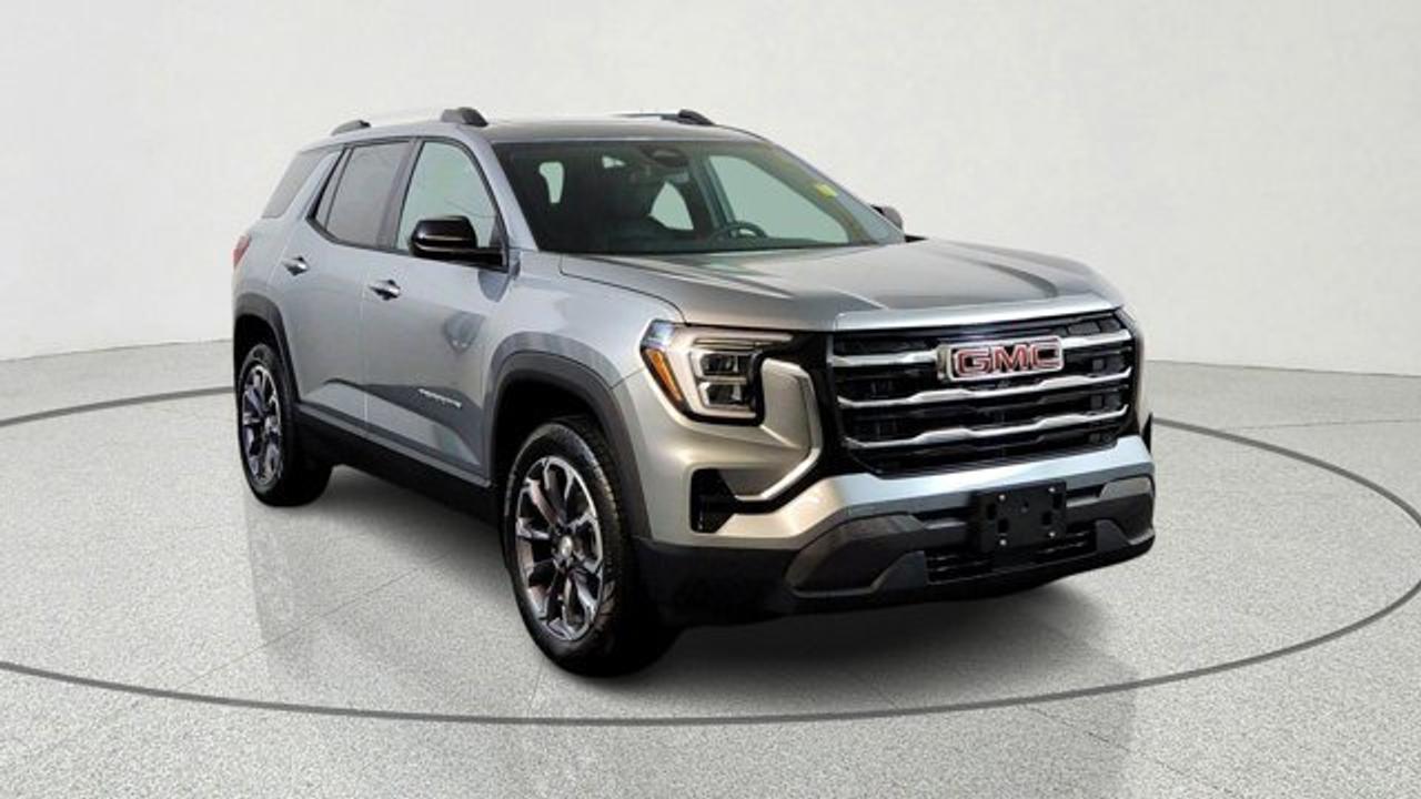 The 2026 GMC Terrain Elevation is a compact SUV that blends modern tech, comfort, and safety with bold styling, featuring a standard 15-inch premium GMC infotainment touchscreen with Google built-in, an 11-inch digital driver display, and over 15 advanced safety and driver-assistance systems. Its comfortable interior includes heated front seats, a heated steering wheel, power liftgate, wireless charging and a panoramic sunroof. Powered by a turbocharged 1.5L engine with all-wheel drive and multiple drive modes. The exterior is decked out with a black trim package.