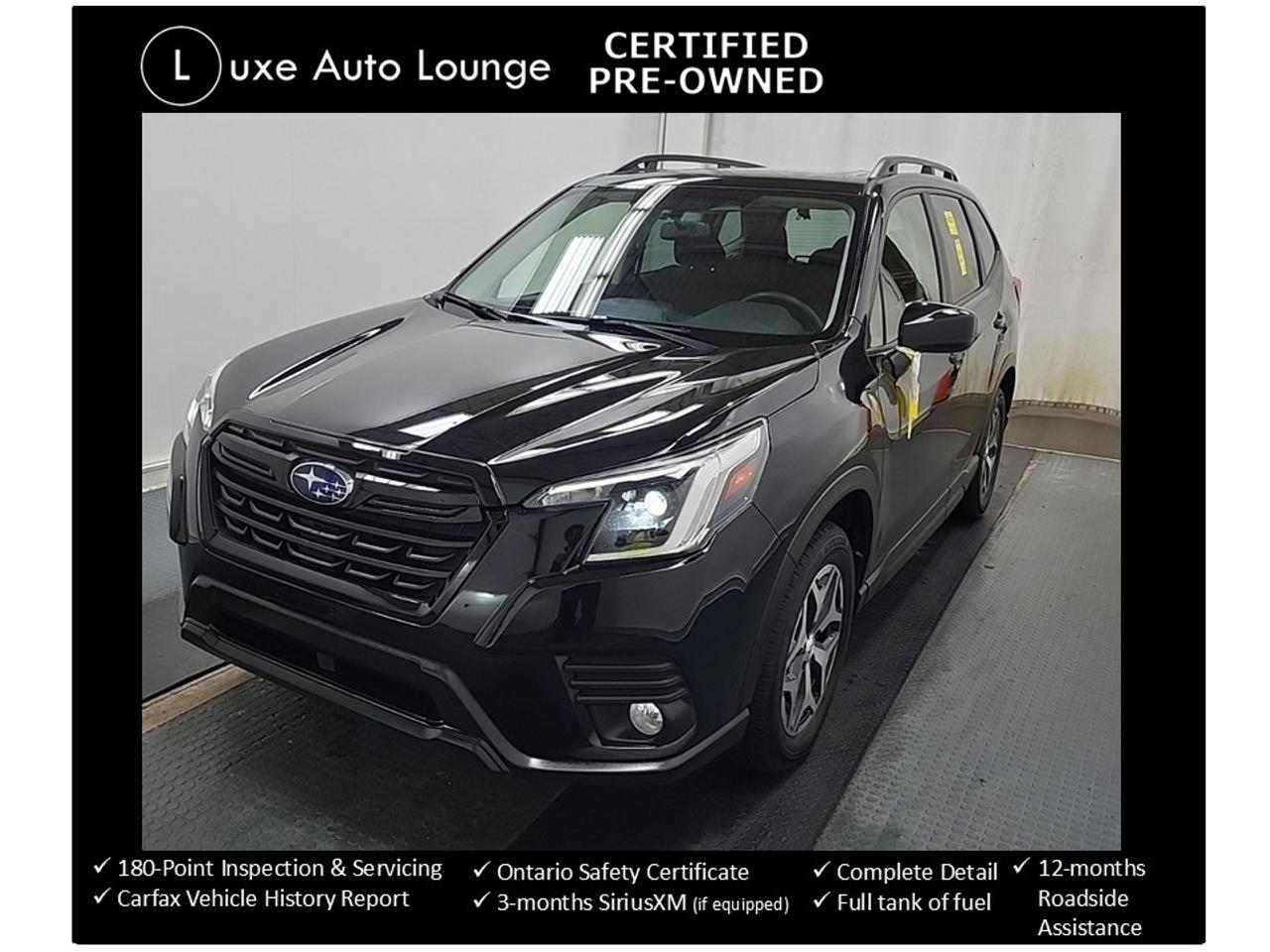 <p>This is the Subaru Forester you need in your life!!! Features include: all wheel drive, power panoramic sunroof, heated seats and steering wheel, back-up camera, touch-screen radio, bluetooth hands-free, SiriusXM satellite radio, alloy wheels, push-button start and more!</p><p><span style=font-size: 16px; caret-color: #333333; color: #333333; font-family: Work Sans, sans-serif; white-space: pre-wrap; -webkit-text-size-adjust: 100%; background-color: #ffffff;>This vehicle comes Luxe certified pre-owned, which includes: 180-point inspection & servicing, oil lube and filter change, minimum 50% material remaining on tires and brakes, Ontario safety certificate, complete interior and exterior detailing, Carfax Verified vehicle history report, guaranteed one key (additional keys may be purchased at time of sale), FREE 90-day SiriusXM satellite radio trial (on factory-equipped vehicles) & full tank of fuel! </span><span style=background-color: #ffffff; color: #333333; font-family: Work Sans, sans-serif; font-size: 16px; caret-color: #333333; white-space-collapse: preserve;>Remember, we built our business on quality, trust, service, and we deliver. PERIOD.<em><strong> *****Ask us about our U-select Executive Plus Extended Warranty available up to 180,000km!!*****</strong></em> <strong>Proudly </strong></span><strong><span style=background-color: #ffffff; color: #333333; font-family: Work Sans, sans-serif; font-size: 16px; caret-color: #333333; white-space-collapse: preserve;>Family Owned and Operated in the Orleans community for over 16 years!</span></strong></p><p><strong>Priced at ONLY $179 bi-weekly with $1500 down over 84 months at 6.99% (cost of borrowing is $1899 per $10000 financed) OR cash purchase price of $29995 (both prices are plus HST and licensing). Call today and book your test drive appointment!</strong></p>