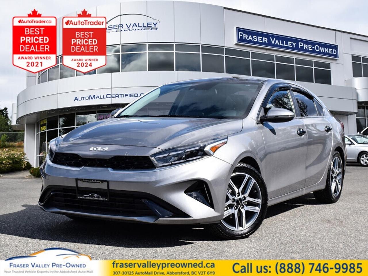 Low Mileage, Android Auto,  Apple CarPlay,  Wireless Charging,  Heated Steering Wheel,  Heated Seats!
 
 This 2022 Kia Forte is fresh on our lot in Abbotsford. 
 
Unleash your need for daily exhilaration in this inspired 2022 Forte. Built to never compromise, this compact and surprising Forte is ready to grow with you into your busy life. Inspiration born in motion wakes up our desire for excitement, and this 2022 Forte was built to perform, not conform. For a break from the sameness, check out this 2022 Forte. This low mileage sedan has just 31,177 km. Its nice in colour and is completely accident free based on the CARFAX Report. It has a CVT transmission and is powered by a 147HP 2.0L 4 Cylinder Engine. 
 
 Our Fortes trim level is EX. Stepping up to this EX steps up the woah! Featuring style additions like chrome trim and aluminum wheels, tech additions like wireless charging, a heated steering wheel for comfort, and an advanced safety suite including blind spot detection, forward collision avoidance assist, lane keep assist, and driver alert monitoring this EX is a great choice. Additional features include a bumping infotainment system with an 8 inch display, Android Auto, Apple CarPlay, steering wheel controls, and Bluetooth streaming. Heated seats and air conditioning ensure your comfort while remote keyless entry, power windows, cruise control, heated power side mirrors, and a handy rearview camera offer endless convenience. This vehicle has been upgraded with the following features: Android Auto, Apple CarPlay, Wireless Charging, Heated Steering Wheel, Heated Seats, Blind Spot Detection, Lane Keep Assist.
 
To apply right now for financing use this link: https://www.fraservalleypreowned.ca/abbotsford-car-loan-application-british-columbia
 
 

| Our Quality Guarantee: We maintain the highest standard of quality that is required for a Pre-Owned Dealership to operate in an Auto Mall. We provide an independent 360-degree inspection report through licensed 3rd Party mechanic shops. Thus, our customers can rest assured each vehicle will be a reliable, and responsible purchase.  |  Purchase Disclaimer: Your selected vehicle may have a differing finance and cash prices. When viewing our vehicles on third party  marketplaces, please click over to our website to verify the correct price for the vehicle. The Sale Price on third party websites will always reflect the Finance Price of our vehicles. If you are making a Cash Purchase, please refer to our website for the Cash Price of the vehicle.  | All prices are subject to and do not include, a $995 Finance Fee, a $995 Document Fee, and a $150 GPS Lot Security fee.   These fees as well as taxes, are included in all listed listed payment quotes. Please speak with Dealer for full details and exact numbers.  o~o