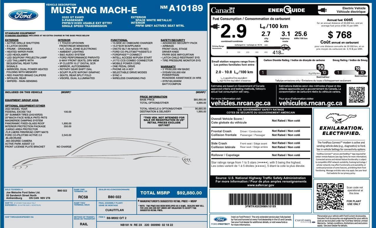 2022 Ford Mustang Mach-E GT Performance Edition Panoramic Glass Roof   ACC Photo