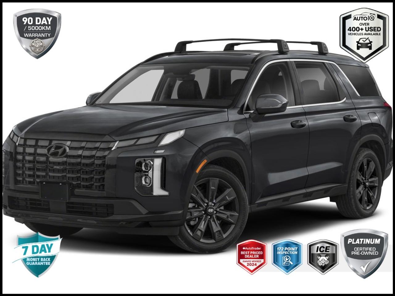 Recent Arrival!<br>CARFAX Canada No Reported Accidents CARFAX Canada One Owner CARFAX Canada Low Kilometer<br><br>| One Owner, | No Accidents, | Apple CarPlay/Android Auto, | Non-Smoker, LOCAL TRADE, Apple CarPlay & Android Auto, Auto High-beam Headlights, Front Bucket Seats, Fully automatic headlights, harman/kardon® Speakers, Heated & Ventilated Front Bucket Seats, Heated rear seats, Heated steering wheel, Leatherette Seating Surfaces, Memory seat, Navigation System, Power driver seat, Power Liftgate, Radio: AM/FM/MP3/SiriusXM Premium Audio System, Reclining 3rd row seat, Wheels: 20 x 7.5J Dark Alloy.<br><br>Abyss Black Pearl Urban<br>7 Passenger | HEATED AND VENTILATED SEATS | NAVIGATION | POWER SUNROOF | ADAPTIVE CRUISE CONTROL 2025 Hyundai Palisade Urban  V6<br>8-Speed Automatic with SHIFTRONIC<br>AWD<br><br><br>CALL 905-309-3356 TO SCHEDULE YOUR TEST DRIVE TODAY!<p> </p>

<h4>PLATINUM CERTIFIED PRE-OWNED VEHICLE</h4>

<p>
- 36-point Provincial Safety Inspection<br>
- 172-point inspection combined mechanical, aesthetic, functional inspection including a vehicle report card<br>
- Warranty: 90-days or 5,000 KM on inspected mechanical items, factory extended options eligible for warranty up to 200,000 KM<br>
- Complimentary CARFAX Vehicle History Report<br>
- 3X Provincial safety standard for tire tread depth<br>
- 3X Provincial safety standard for brake pad thickness<br>
- 7 Day Money Back Guarantee*<br>
- Market Value Report provided<br>
- Guaranteed 2 keys/key fobs and door code (if equipped)<br>
- Equipped vehicles include a complimentary 3 month Sirius satellite radio subscription!<br>
- Complimentary full interior detailing and carpet shampoo<br>
- Paintless dent repair and/or touch-ups for applicable body panels<br>
- Vehicle scanned for open recall notifications from manufacturer
</p>

<p>SPECIAL NOTE: This vehicle is reserved for AutoIQs retail customers only. Please, no dealer calls. Errors & omissions excepted.</p>

<p>*As-traded, specialty or high-performance vehicles are excluded from the 7-Day Money Back Guarantee Program (including, but not limited to Ford Shelby, Ford mustang GT, Ford Raptor, Chevrolet Corvette, Camaro 2SS, Camaro ZL1, V-Series Cadillac, Dodge/Jeep SRT, Hyundai N Line, all electric models)</p>