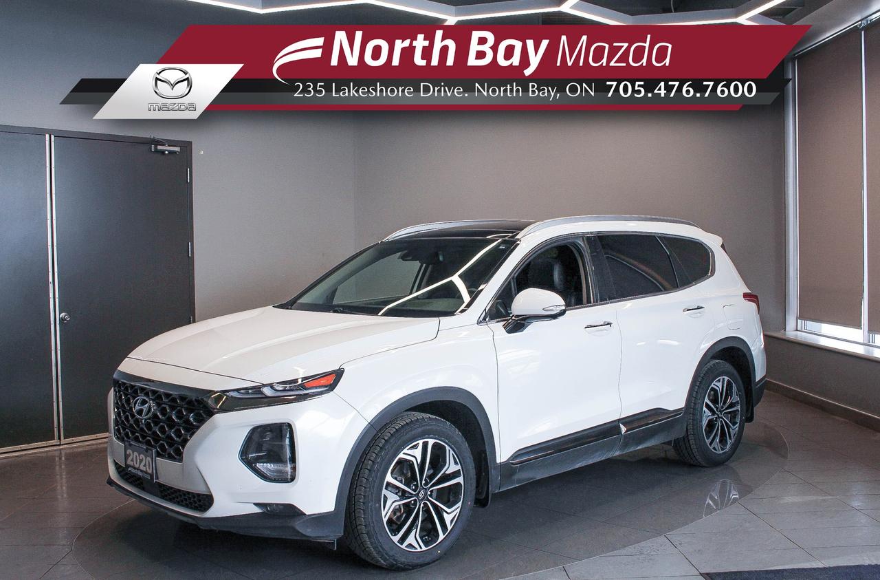 The 2020 Hyundai Santa Fe Ultimate is an SUV designed to bring comfort, confidence, and modern technology together in one well-rounded package. With its bold styling and refined interior, it delivers the kind of everyday versatility that fits busy routines just as easily as weekend plans. FEATURES: AWD, Leather seating surfaces, Heated front seats, Ventilated front seats, Heated rear seats, Power driver seat with memory settings, Heated steering wheel, Panoramic sunroof, Heads-Up Display, Navigation system, Touchscreen infotainment display, Apple CarPlay, Android Auto, Infinity premium sound system, Dual-zone automatic climate control, Smart power liftgate, Blind-Spot Collision-Avoidance Assist, Rear Cross-Traffic Collision-Avoidance Assist, Forward Collision-Avoidance Assist, Lane Keeping Assist, Adaptive cruise control with stop and go, Surround-view camera. 

Why Youll Want to Buy from North Bay Mazda? *The Clubhouse Commitment Pre-Owned Vehicle Program provides you with additional coverage for things such as the 3-year Tire and Rim Coverage, The Clubhouse Powertrain Warranty, coverage for The Little Things like battery, wiper, and bulb replacement, 3- year anti-theft protection to give you the ultimate peace of mind when purchasing a pre-owned vehicle. Clubhouse Commitment is an optional coverage which 
can be purchased at time of sale for a $699 value. Pre-Owned Vehicle purchases are subject to 
an adjusted price when purchasing with cash. You are eligible for Finance Pricing with a maximum down payment of 15% of listed finance price. Contact us for more details. * Our certified vehicles go through a 120-point Clubhouse Certified Used Vehicle Inspection, and we will provide the CarFax vehicle history documents as well as any available service history. * We competitively price our vehicles below the market average which means that we have already done all the market research for you. Rest assured that you are getting the best deal possible. * We have automotive financial experts who are experienced in dealing with all levels of credit challenges. We also work with all major banks and third-party lenders daily so we are confident that we can get you the best rate available. * As a premier New and Pre-Owned vehicle 
dealership, we pride ourselves on a superior customer experience and a lifetime of customer care. We are conveniently located at 235 Lakeshore Drive, in North Bay, Ontario. If you cant make it to us, we can accommodate you! Call us today at 705-476-7600 to come in and see this vehicle!