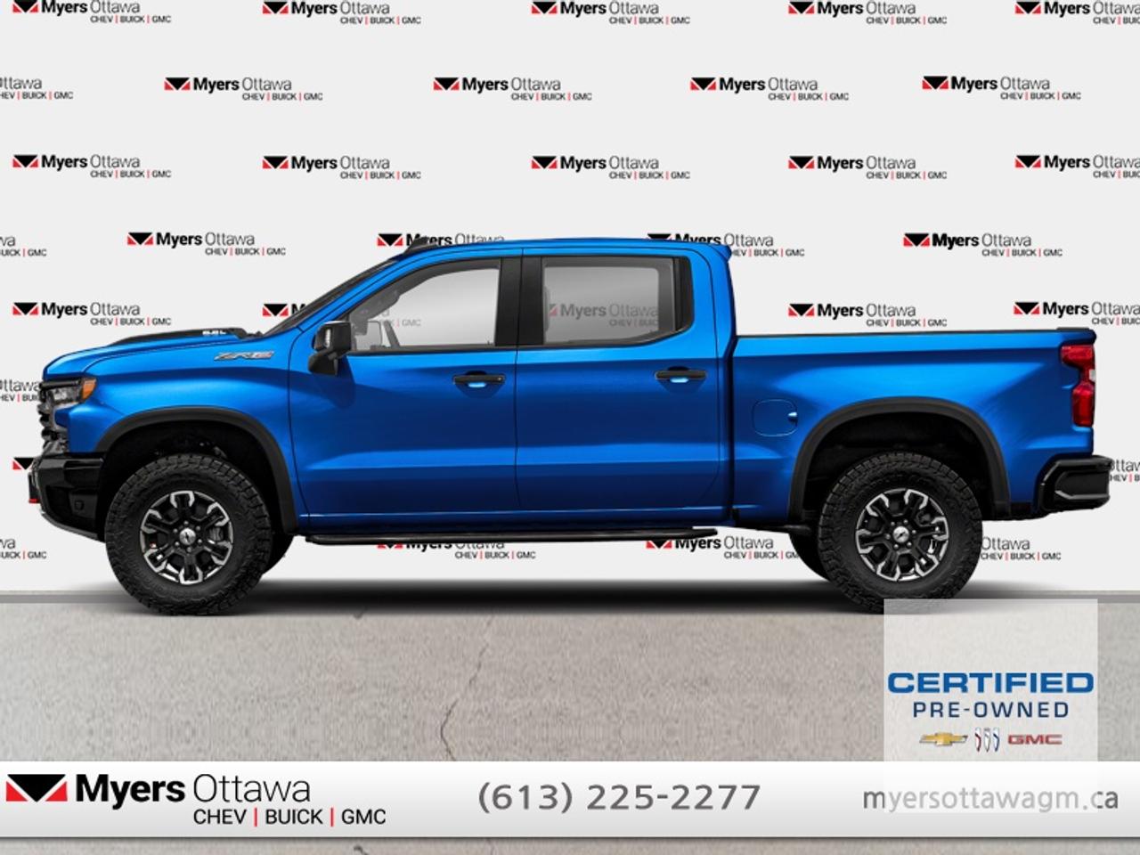 Compare at $61795 - Myers Cadillac is just $59995! <br> <br>JUST IN - 2024 ZR2 CREW- GLACIER BLUE ON BLACK, POWER SUNROOF, MUTI FLEX TAILGATE, TECH PACKAGE, REAR CAMERA MIRROR, HUD, ADAPTIVE CRUISE, FRONT BUCKETS, 3.0 DURAMAX DEISEL ENGINE, REMOTE START, LED LGIHTS, NON SMOKER, SINGLE OWNER, CERTIFIED, NO ADMIN FEES. <br> <br>To apply right now for financing use this link: <a href=https://creditonline.dealertrack.ca/Web/Default.aspx?Token=b35bf617-8dfe-4a3a-b6ae-b4e858efb71d&Lang=en target=_blank>https://creditonline.dealertrack.ca/Web/Default.aspx?Token=b35bf617-8dfe-4a3a-b6ae-b4e858efb71d&Lang=en</a><br><br> <br/>Certified Pre-Owned Vehicles. Instead of worries our vehicles come with a 150+ point inspection and a 30 day / 2,500kms Vehicle Exchange Privilege. Buy with confidence! <br> <br/><br>All prices include Admin fee and Etching Registration, applicable Taxes and licensing fees are extra.<br>*LIFETIME ENGINE TRANSMISSION WARRANTY NOT AVAILABLE ON VEHICLES WITH KMS EXCEEDING 140,000KM, VEHICLES 8 YEARS & OLDER, OR HIGHLINE BRAND VEHICLE(eg. BMW, INFINITI. CADILLAC, LEXUS...)<br> Come by and check out our fleet of 50+ used cars and trucks and 170+ new cars and trucks for sale in Ottawa.  o~o