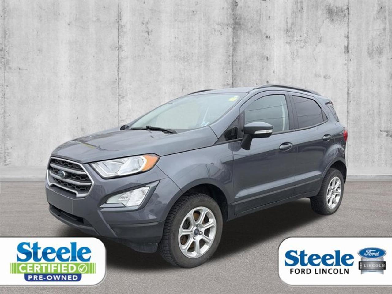 Compact, efficient, and easy to drive, this *2021 Ford EcoSport* is a great fit for city driving and everyday commuting across Nova Scotia and Atlantic Canada. With its elevated seating position, nimble handling, and practical interior space, it delivers the versatility you want in a small SUV. Backed by a *clean Carfax*, this EcoSport offers confidence and value in a budget-friendly package.This vehicle has been fully serviced through our *Steele Certified Program*, including a *fresh oil and filter change*, *new air filter*, and *rear wiper replacement*, ensuring its ready for daily driving. If youre looking for an affordable, easy-to-own SUV with peace of mind, this EcoSport is a smart choice.==== ?? Steele Certified Includes: ====* ? *85-Point Vehicle Inspection* -- Comprehensive inspection completed by certified technicians.* ? *2-Year Motor Vehicle Inspection (MVI)* -- Fresh MVI meeting all provincial safety standards.* ? *Interior & Exterior Vehicle Detailing* -- Professionally cleaned inside and out.* ? *Vehicle History Report* -- Clean Carfax report provided at no cost.* ? *Full Tank of Gas* -- Delivered ready to drive.* ? *Real-Time Market Value Pricing* -- Fair and transparent pricing based on live market data.* ? *Flexible Financing Options* -- Available through trusted Canadian lenders.* ? *7-Day / 1,000 KM Exchange Privilege* -- Added peace of mind after purchase.