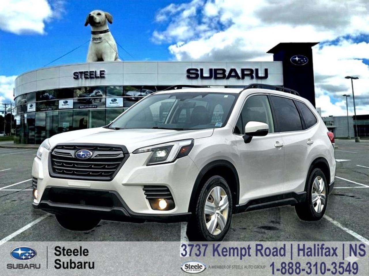 2023 Subaru Forester Limited | Leather Seating | Panoramic Sunroof | Heated Seats | EyeSight SafetyWhether you are packing up for a weekend trip to Kejimkujik National Park or navigating icy overpasses in Sackville, this fully loaded Forester offers the perfect combination of premium comfort and all-weather confidence. It is a highly practical and luxurious SUV designed specifically to handle the demands of Atlantic Canadian driving.Powered by a proven 2.5L SUBARU BOXER engine paired with a smooth Lineartronic CVT, this Forester Limited delivers a responsive, refined ride with incredible outward visibility. Subarus legendary Symmetrical Full-Time AWD system and dual-function X-MODE provide exceptional traction, making quick work of everything from heavy snow during winter noreasters to muddy spring roads. As a low-mileage lease return with a clean, accident-free Carfax history, this well-cared-for SUV represents a fantastic opportunity to step into a premium, modern vehicle with known provenance. It is an exceptional daily driver that seamlessly transitions from running errands around Halifax in supreme comfort to hauling gear for your next outdoor adventure, offering outstanding everyday versatility and enduring value.Performance & Safety* 2.5L SUBARU BOXER 4-cylinder engine* Lineartronic Continuously Variable Transmission (CVT)* Symmetrical Full-Time All-Wheel Drive system* EyeSight Driver Assist Technology with pre-collision braking and adaptive cruise control* Vehicle Dynamics Control with Traction Control System* Dual-function X-MODE for enhanced winter and rough-road tractionComfort & Tech* Heated front and rear outboard seats, plus a heated leather-wrapped steering wheel* Premium leather-trimmed upholstery* 8.0-inch touchscreen infotainment display with built-in navigation* Apple CarPlay and Android Auto integration* Proximity key with push-button start* Dual-zone automatic climate control* Power rear liftgate and large panoramic sunroofReach out to the friendly team at Steele Subaru in Halifax to schedule a test drive today. Whether you need a premium daily commuter or want to get road-ready before exploring the Cabot Trail this summer, this Forester is fully prepared for the journey.STEELE CERTIFIEDThis vehicle is Steele Certified, having successfully passed a comprehensive 85-Point Inspection to ensure quality and peace of mind. A current service and Nova Scotia Motor Vehicle Inspection (MVI) has been completed, so its ready for the road. We also provide a Carfax Vehicle History Report for full transparency. Buy with confidence knowing this vehicle has been thoroughly checked by our factory-trained technicians. Trade-ins are always welcome, and were here to help make your next vehicle purchase smooth and worry-free.Ask us about flexible financing or extended warranty options.All Wheel Drive, 9 Speakers, Alloy wheels, AM/FM radio: SiriusXM, Apple CarPlay/Android Auto, Auto High-beam Headlights, CD player, Emergency communication system, Exterior Parking Camera Rear, Front dual zone A/C, Fully automatic headlights, Garage door transmitter: HomeLink, harman/kardon® Speakers, Heated front seats, Heated rear seats, Heated steering wheel, HVAC memory, Leather Upholstery, Memory seat, Navigation System, Power driver seat, Power Liftgate, Power moonroof: Panoramic, Power passenger seat.