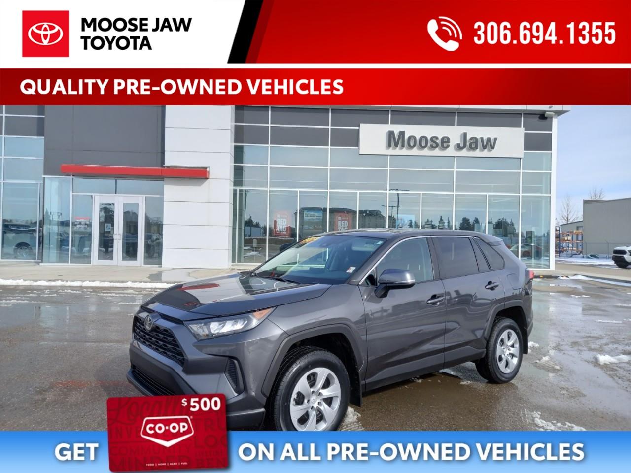 <p><strong>2023 Toyota RAV4 LE  Local Lease Return</strong></p><p>Clean, reliable, and ready to go! This 2023 Toyota RAV4 LE is a well-maintained local lease return with low kilometers and no accidents. Fuel-efficient, AWD capability, and packed with safety features like Toyota Safety Sense, backup camera, and adaptive cruise control.</p><p>Comfortable interior, touchscreen display, Apple CarPlay/Android Auto, and plenty of cargo space make it perfect for daily driving or weekend trips.</p><p>Drive a like-new SUV at a great valuewont last long! Contact today to book a test drive.</p>