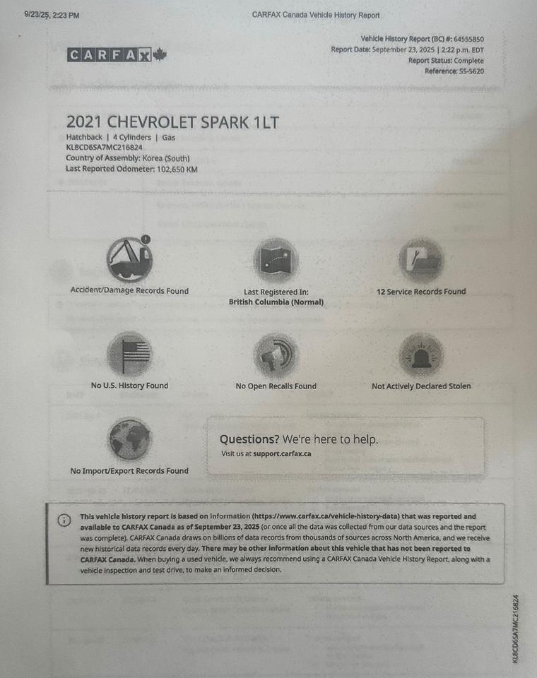 Used 2021 Chevrolet Spark 1LT for sale in Burnaby, BC