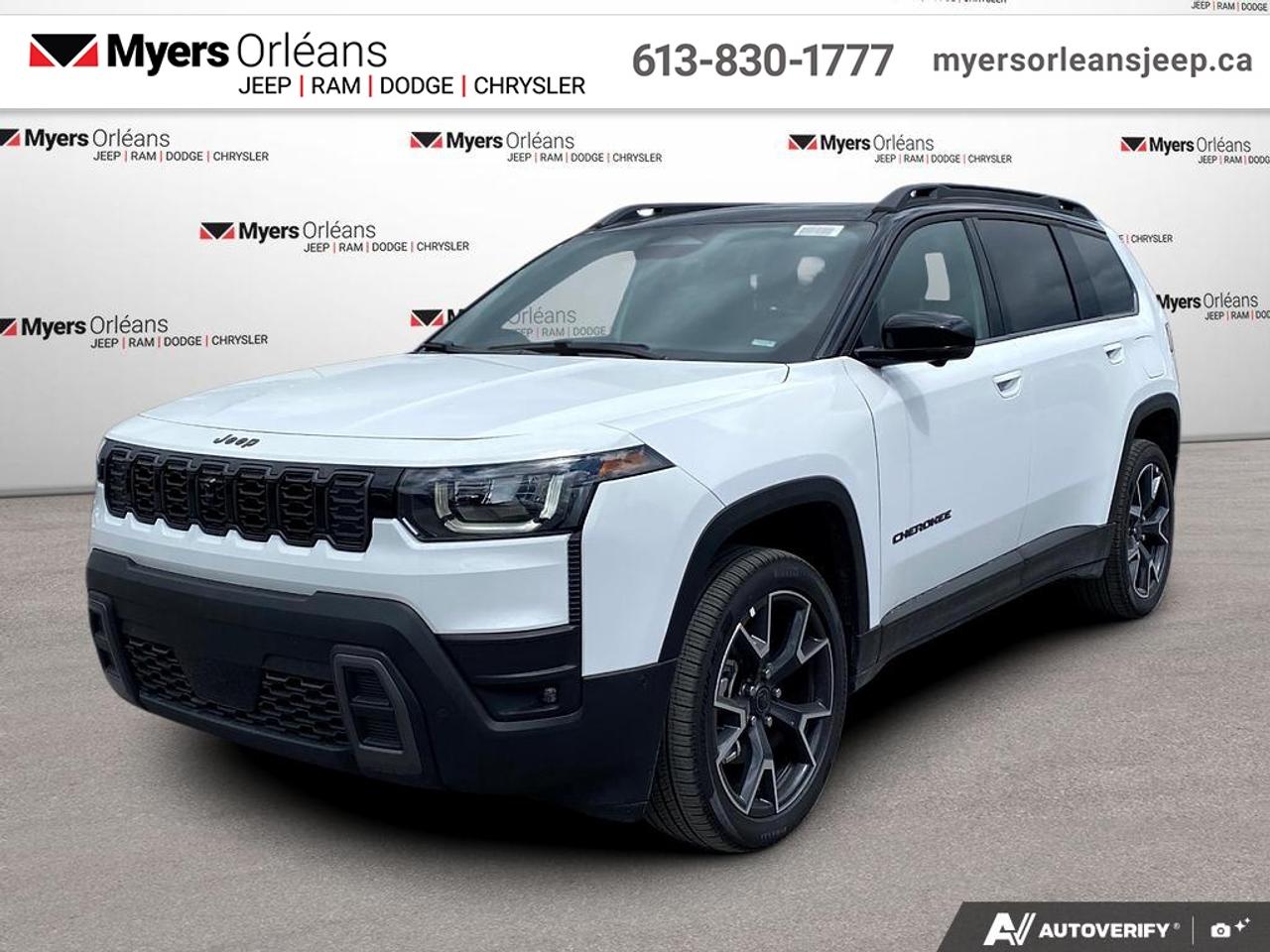 <b>Trailer Tow Group!</b><br> <br> With bold styling and everyday versatility, the 2026 Jeep Cherokee is built to take you farther in comfort and style. <br> <br>The 2026 Jeep Cherokee delivers the perfect mix of sophistication and strength, making it ideal for both adventure seekers and everyday drivers. Inside, youll find a well-appointed cabin packed with smart technology and comfortable finishes designed to elevate every drive. With dependable off-road capability, advanced safety systems, and a distinctive design, the Cherokee stands out as a versatile SUV ready for any road ahead.<br> <br>This Bright White SUV has an Automatic transmission and is powered by a 210HP 1.6L 4 Cylinder Engine. <br> <br> Our Cherokees trim level is Overland. Enjoy refined comfort with heated Capri leatherette seats, 10-way power adjustments for both driver and passenger, dual-zone automatic climate control, and a heated leather-wrapped steering wheel that enhances every drive. The 12.3-inch Uconnect 5 NAV system with integrated navigation, wireless smartphone integration, and a 10-speaker premium audio system keeps you seamlessly connected and entertained, while the 4G LTE Wi-Fi hotspot and remote start add modern convenience. Confidence comes from advanced safety technologies including Active Driving Assist, Blind Spot Detection, Full-Speed Forward Collision Warning Plus, ParkSense with Stop, and Lane Management systems for all-around awareness. Sleek exterior details like the panoramic power sunroof, LED headlights with auto high-beam control, gloss black accents, and 20-inch machined aluminum wheels complete its modern and capable design. This vehicle has been upgraded with the following features: Trailer Tow Group.<br><br> View the original window sticker for this vehicle with this url <b><a href=http://www.chrysler.com/hostd/windowsticker/getWindowStickerPdf.do?vin=3C4PJMC22TT205181 target=_blank>http://www.chrysler.com/hostd/windowsticker/getWindowStickerPdf.do?vin=3C4PJMC22TT205181</a></b>.<br> <br>To apply right now for financing use this link: <a href=https://www.myersorleansjeep.ca/apply-for-financing/ target=_blank>https://www.myersorleansjeep.ca/apply-for-financing/</a><br><br> <br/> Weve discounted this vehicle $1700.    5.29% financing for 96 months. <br> Buy this vehicle now for the lowest weekly payment of <b>$176.76</b> with $0 down for 96 months @ 5.29% APR O.A.C. ( Plus applicable taxes -  **Rebates may not be applicable on all purchase types [cash, lease, or finance]. Eligibility and conditions may vary. Please see dealer for full details and confirmation of eligibility.   / Total Obligation of $73533  ).  Incentives expire 2026-06-01.  See dealer for details. <br> <br>The road to new driving experiences begins in our inventory, where youll find an incredible array of brand-new cars, trucks, minivans, and SUVs, including two of our bestselling models, the Dodge Ram 1500 and the Dodge Grand Caravan. If you want to know what the cutting edge of automotive technology looks like, all you have to do is visit Myers Orleans Jeep! Each model comes loaded with the convenient features and cool technology that help make every trip memorable. Looking for additional everyday luxury at a price thats incredibly wallet-friendly? Choose from our selection of quality pre-owned models! If you can think of a road, our friendly and knowledgeable sales team will help you find the perfect vehicle to drive it.<br><br>We may be a well-established dealership thats been part of the community for many years, but that doesnt mean were stuck in the past! At Myers Orleans Jeep, were proud to provide a fresh, modern approach to car buying. Using our array of online tools, you can browse our extensive inventory, schedule a service appointment, order parts, and even apply for credit from wherever youve got a connection. Our goal is to create relationships that will last, and we know that the best way to do this is by providing a dealership experience thats based on honesty, transparency, trust, and a commitment to customers. Stop by today and discover all the ways we go above and beyond for you.<br><br> Come by and check out our fleet of 40+ used cars and trucks and 80+ new cars and trucks for sale in Orleans.  o~o
