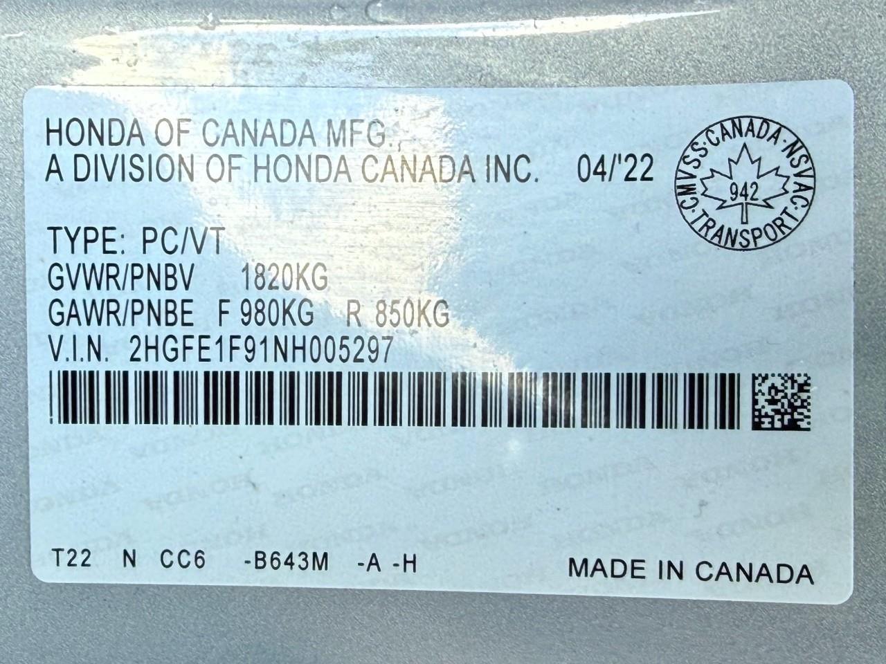 2022 Honda Civic Touring 4dr Sedan Photo