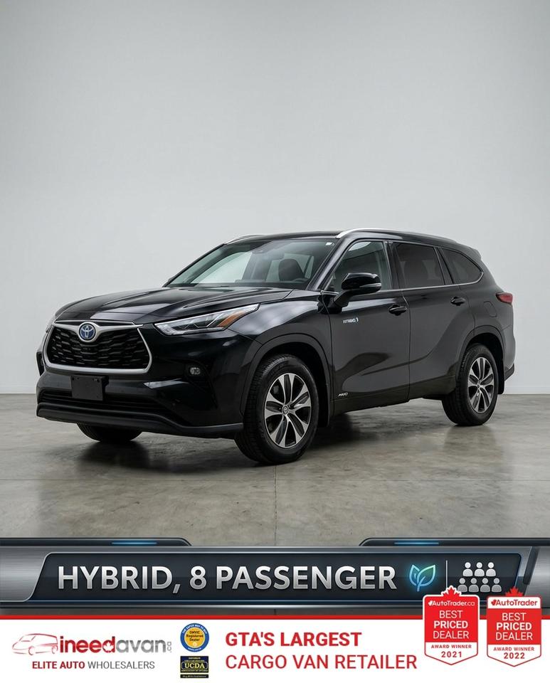 2023 Toyota Highlander Hybrid XLE AWD. Clean Carfax, 8 Passenger, Black. Photo0
