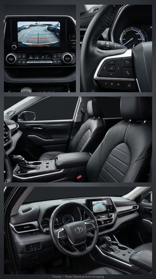2023 Toyota Highlander Hybrid XLE AWD. Clean Carfax, 8 Passenger, Black. Photo3