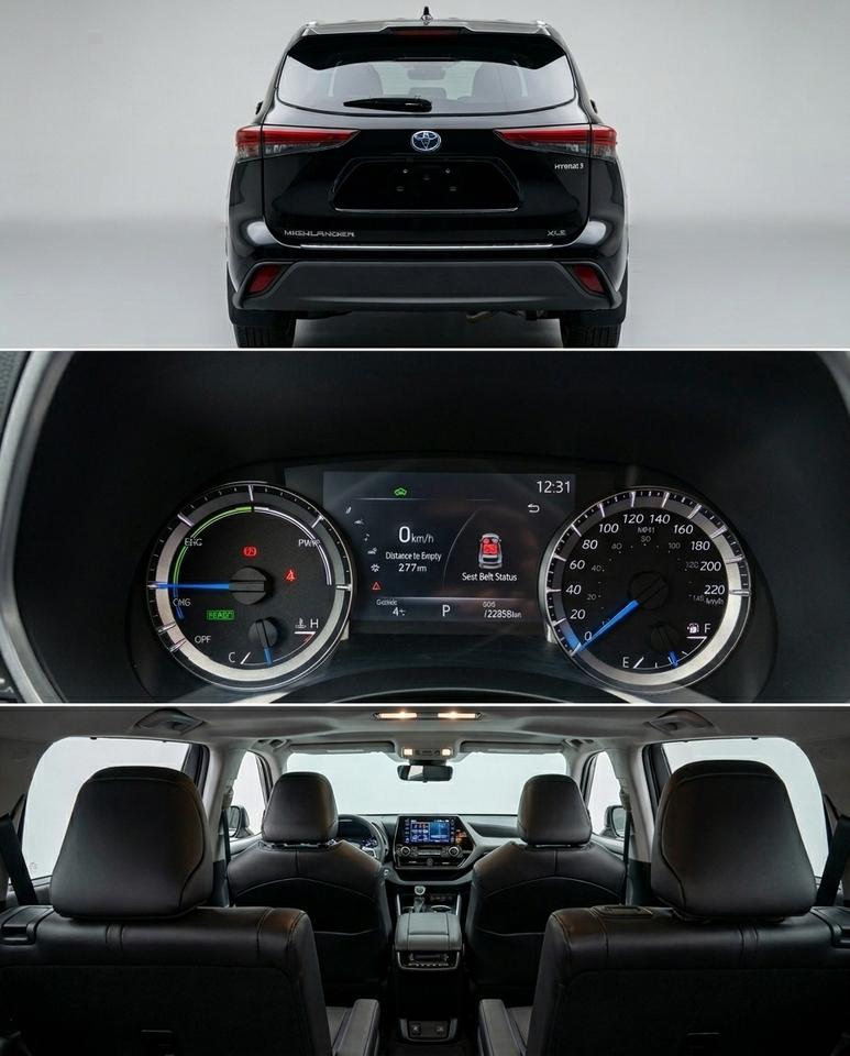 2023 Toyota Highlander Hybrid XLE AWD. Clean Carfax, 8 Passenger, Black. Photo