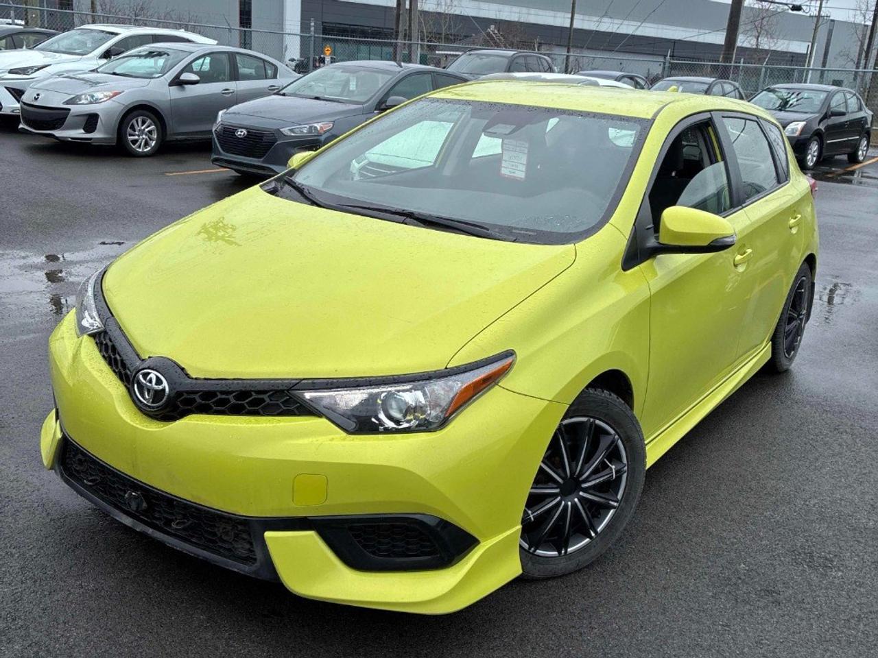 Balance of 5 year/100,000kms BASIC warranty and 10 year/160,000kms Factory Powertrain Warranty on ALL MITSUBISHI products! Best in the industry!!!! Introducing the 2017 Toyota Corolla iM, a vibrant green hatchback with front-wheel drive that offers a manual transmission, ensuring an engaging driving experience with precise handling. Perfectly equipped for city adventures or highway road trips, this vehicle brings a new level of practicality and style. Step inside to find a spacious and thoughtfully designed interior. The Corolla iM is adorned with sleek alloy wheels, adding a touch of sophistication to its exterior. Practical features like a backup camera, power windows, and cruise control enhance your daily commutes, while the heated seats and air conditioning provide comfort no matter the weather. Stay connected on the go with the integrated Bluetooth connection and enjoy peace of mind with advanced safety features such as brake assist and lane assist. The keyless entry offers convenience, while technology-packed additions like these highlight the modernity and intelligence embedded in this cars design. With its dynamic styling, the Toyota Corolla iM caters to those who value efficiency and versatility. Whether youre a city dweller or commute long distances, this hatchback is designed for the savvy driver who appreciates both functionality and flair. Contact us today to experience the 2017 Toyota Corolla iM in person and see how it can perfectly fit your lifestyle.