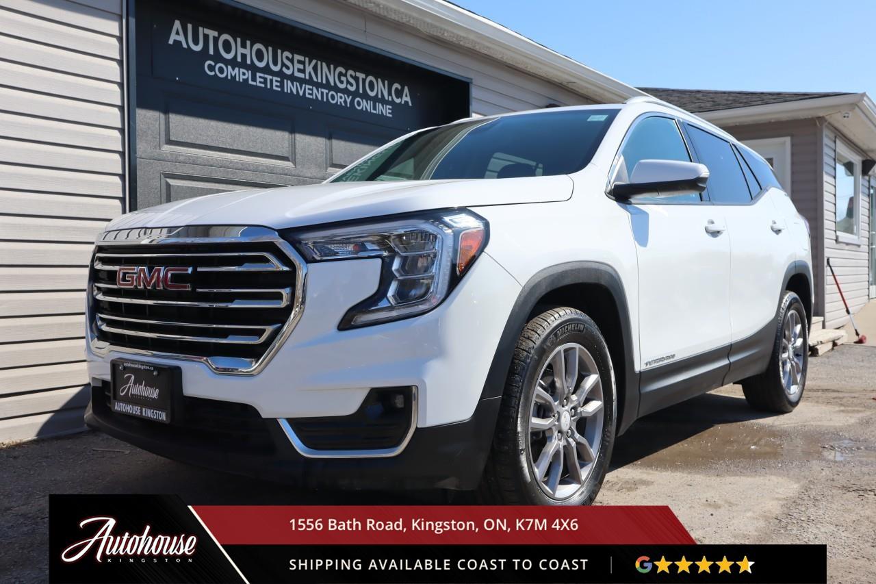 <p><strong>The 2024 GMC Terrain SLT</strong><span style=color:rgba( 0 , 0 , 0 , 0.9 )>  Featuring a 1.5-liter turbocharged inline-4 delivering all-wheel drive, achieving an <strong>estimated 9.6 L/100km city and 8.0 L/100km highway fuel efficiency</strong>. The SLT trim has perforated leather-appointed seating that includes heated 8-way power front seats with driver memory and lumbar support, heated leather-wrapped steering wheel, dual-zone automatic climate control, and a touchscreen infotainment system with wireless Apple CarPlay, wireless Android Auto, Bluetooth streaming, and a 7-speaker Bose premium audio system. GMC Pro Safety Plus includes Automatic Emergency Braking, Forward Collision Alert, Lane Keep Assist with Lane Departure Warning, Following Distance Indicator, IntelliBeam auto high beams, Rear Park Assist, and Rear Cross Traffic Braking. Additional luxury amenities include keyless open and start, hands-free power liftgate with programmable height, 60/40 split-folding rear seats with 838 litres of cargo capacity expanding to 1,792 litres, and 1,500-pound towing capacity. This Terrain SLT delivers responsive turbocharged performance, elevated refinement, and GMC's professional-grade capability for Canadian drivers seeking premium comfort and technology.</span></p>