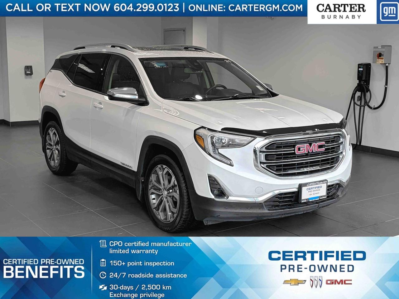 NO ACCIDENTS
Drive with confidence in this 2021 GMC Terrain SLT AWD, powered by a responsive 1.5L Turbo engine. Enjoy premium comfort with heated front seats and smart convenience like a hands-free programmable power liftgate. Advanced safety features including StabiliTrak with Traction Control, Hill Descent Control, HD Rear Vision Camera, and Following Distance Indicator keep you secure on every journey. Stylish heated, power-adjustable mirrors with LED turn signals complete the look.

Come take it for a test drive today and experience all this stylish vehicle has to offer!

WHY CARTER GM BURNABY?

- An unrivalled vehicle purchasing experience!
- Exceeding our loyal customers expectations since 1963
- 4.5 Google star rating (with 2,300+ customer reviews)
- Cargurus Top-rated Dealer 2025 Award
- Cargurus Top Value Dealer 2025 Award
- Peace of mind - 150-point vehicle inspection
- CARFAX - full vehicle service history - purchase with confidence!
- Vehicle trades welcome! Best price guaranteed!
- We provide upfront pricing, zero hidden fees, and 100% transparency
- Fast approvals and 99% acceptance rates (no matter your current credit status!)
- Multilingual staff (many languages spoken)
- Comfortable non-pressured environment with in-store television, WIFI and a childrens play area!
- In-store restaurant: fresh daily menu





Were here to help you drive the vehicle you want, the vehicle you deserve!
QUESTIONS? GREAT! WEVE GOT ANSWERS!
To speak with a friendly vehicle specialist - CALL NOW!
The advertised price includes all standard dealer fees and any applicable manufacturer or dealer incentives. It does not include applicable taxes, licensing, insurance, or optional products or services. Dealer fees will be clearly broken out and itemized on the bill of sale, maximum total of fees $595.00. Prices are shown in Canadian dollars. While we make every effort to ensure accuracy, vehicle details, pricing, options, and availability are subject to change without notice. Please confirm all information with dealership sales management before purchase. Dealer Code: 81129