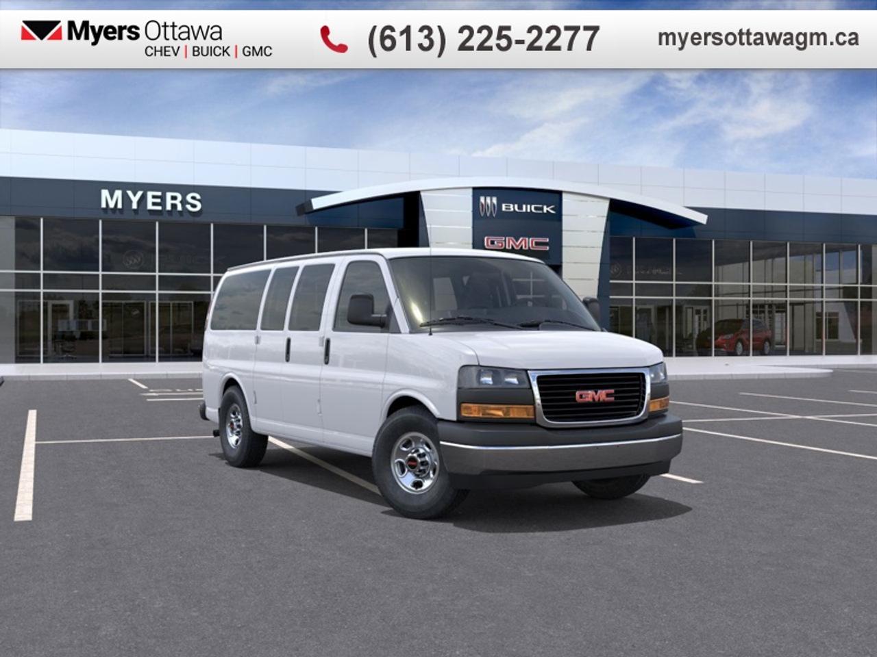 <br> <br>12 PERSON SEATING, REAR CAMERA, REMOTE START, PARK ASSIST, <br> <br>The 2026 GMC Savana Passenger combines large-capacity seating, user-friendly tech and rugged build quality to meet the needs of both commercial and personal passengers. Its interior offers intuitive connectivity, supportive seating and flexible layouts designed for comfort and convenience on every trip. Built on a proven platform and backed by GMCs commercial heritage, the Savana Passenger delivers the kind of dependability you can count on day in and day out.<br> <br>This Summit White van has an Automatic transmission.<br><br> <br>To apply right now for financing use this link: <a href=https://creditonline.dealertrack.ca/Web/Default.aspx?Token=b35bf617-8dfe-4a3a-b6ae-b4e858efb71d&Lang=en target=_blank>https://creditonline.dealertrack.ca/Web/Default.aspx?Token=b35bf617-8dfe-4a3a-b6ae-b4e858efb71d&Lang=en</a><br><br> <br/>    4.79% financing for 84 months. <br> Buy this vehicle now for the lowest bi-weekly payment of <b>$491.84</b> with $0 down for 84 months @ 4.79% APR O.A.C. ( taxes included, **Rebates may not be applicable on all purchase types [cash, lease, or finance]. Eligibility and conditions may vary. Please see dealer for full details and confirmation of eligibility.   ).  Incentives expire 2026-04-30.  See dealer for details. <br> <br><br> Come by and check out our fleet of 50+ used cars and trucks and 180+ new cars and trucks for sale in Ottawa.  o~o