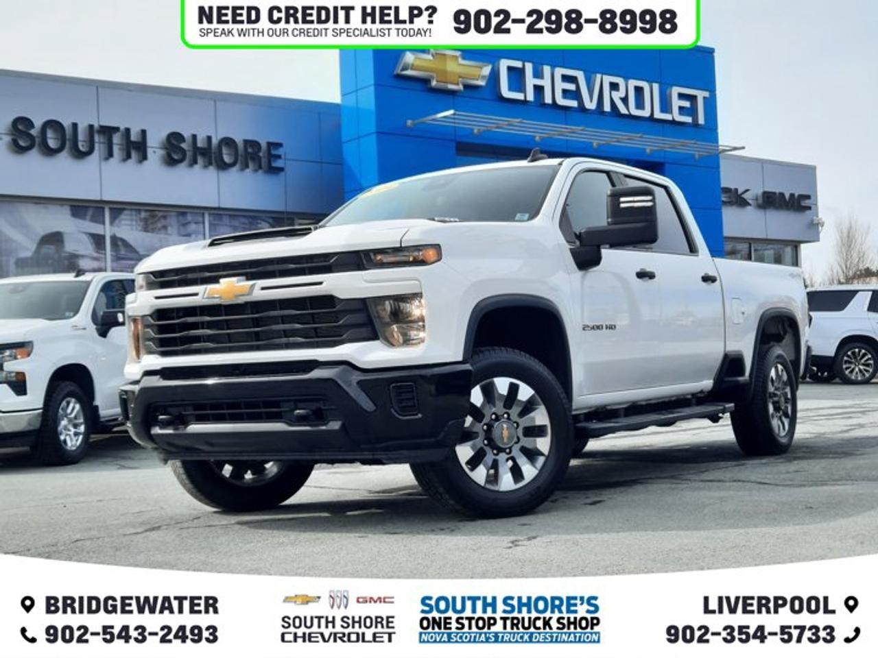 Recent Arrival! Summit White 2024 Chevrolet Silverado 2500HD Custom For Sale, Bridgewater 4WD 10-Speed Automatic 6.6L V8 Clean Car Fax, 10-Speed Automatic, 4WD, Cloth, 170 Amp Alternator, 2-Speed Electronic Shift Transfer Case, 3.5 Diagonal Monochromatic Display DIC, 6 Speakers, ABS brakes, Air Conditioning, Alloy wheels, AM/FM radio: SiriusXM with 360L, Apple CarPlay/Android Auto, Auto High-beam Headlights, Black Mirror Caps, Bluetooth® For Phone, Chevrolet Connected Access Capable, Cloth Seat Trim, Colour-Keyed Carpeting Floor Covering, Compass, Deep-Tinted Glass, Dual front impact airbags, Dual front side impact airbags, Electronic Cruise Control w/Set & Resume Speed, Electronic Stability Control, Front reading lights, Front Rubberized Vinyl Floor Mats, Fully automatic headlights, Gooseneck/5th Wheel Prep Package, HD Rear Vision Camera, Heated door mirrors, Heated Vertical Trailering Mirrors, Locking Tailgate, Manual Tailgate Function w/No EZ Lift, Manual Tilt-Wheel Steering Column, OnStar & Chevrolet Connected Services Capable, Overhead console, Passenger vanity mirror, Power Door Locks, Power Front Windows w/Driver Express Up/Down, Power Front Windows w/Passenger Express Down, Power Rear Windows w/Express Down, Power windows, Preferred Equipment Group 1CX, Push Button Start, Rear 60/40 Folding Bench Seat (Folds Up), Rear Rubberized Vinyl Floor Mats, Remote Keyless Entry, SiriusXM w/360L, Snow Plow Prep/Camper Package, Speed control, Standard Tailgate, Suspension Package, Tilt steering wheel, Trip computer, Voltmeter, Wi-Fi Hotspot Capable, Wireless Phone Projection.