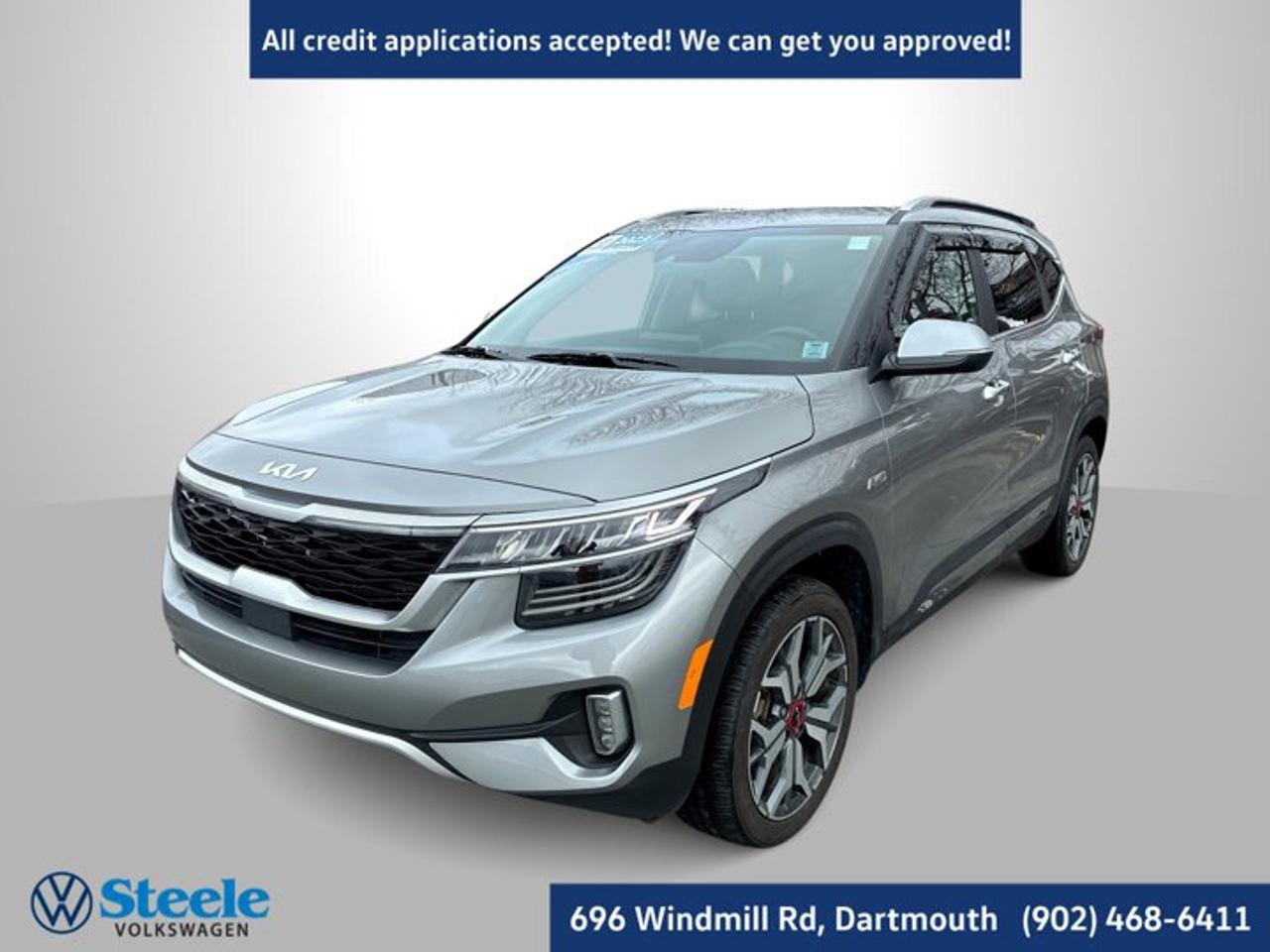 Recent Arrival!CARFAX Canada No Reported Accidents2023 Kia Seltos SX Turbo 4D Sport Utility Gray AWD 7-Speed Automatic I4At Steele Volkswagen, we have financing options available for all credit situations!.This 2023 Kia Seltos SX Turbo will not last long!! Call Now to reserve your Test Drive appointment!! 1-902-468-6411 or chat with us online at www.steelevw.ca.Odometer is 25944 kilometers below market average!