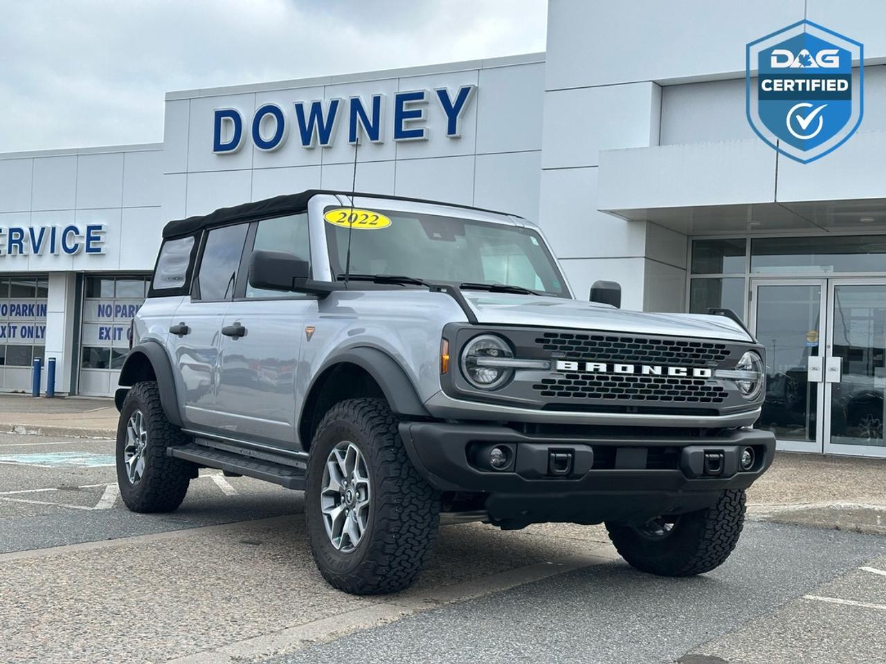 Purpose-built for those who expect more from their SUV, this 2022 Ford Bronco Sport Badlands delivers a rare combination of rugged capability and everyday practicality. Powered by the proven 2.0L EcoBoost engine, it offers strong, responsive performance with plenty of torque on demand, making it just as confident merging onto the highway as it is tackling rough terrain. Paired with a rare manual transmission, this Bronco Sport stands out from the crowd, giving you full control and a more engaging, driver-focused experience thats becoming increasingly hard to find. 
			 As the top-tier Badlands trim, this model is equipped with Fords advanced 4x4 system featuring a twin-clutch rear drive unit, designed to maximize traction in all conditions. Combined with the G.O.A.T. Modes and the off-road tuned suspension system, this vehicle is built to handle everything from snow-covered roads to mud, sand, and uneven trails without hesitation. Its rugged exterior is backed by real functionality, including skid plates, tow hooks, increased ground clearance, and off-road tires that reinforce its true adventure-ready design. 
			 Inside, the cabin is thoughtfully laid out to balance durability with comfort. Youll find heated front seats, a user-friendly touchscreen infotainment system with smartphone integration, and smart storage solutions throughout. The versatile cargo area, along with the convenient flip-up rear glass, makes loading gear quick and easy, whether youre heading to work or out for the weekend. 
			 Safety is a key focus, with a full suite of driver-assist technologies including blind spot monitoring, lane keep assist, pre-collision braking, and rear cross-traffic alert. Its a vehicle designed to give you confidence behind the wheel in all driving conditions. 
			 Why buy from Downey Ford - GREAT QUESTION!! Heres why: - Market Value Pricing provides the most competitive prices on all our pre-owned vehicles, all the time! - Downey Ford is the largest volume Ford dealership in the Maritimes. - Every Pre-Owned Vehicle comes with - New Wipers - New In-Cabin Filter - New Engine Air Filter - Plus Plus Plus - Reconditioning our pre-owned inventory is a source of pride for us! A basic motor vehicle inspection and a quick wash just isnt good enough for our customers. We complete an extremely thorough process, both mechanically and cosmetically, before it meets our standards. Heres just some of what we do: - Mechanical inspection that covers 100 +++ components including: - Engine - Electrical System - Suspension - Transmission - Brakes - Frame - Regular maintenance servicing - Plus Plus Plus - Our cosmetic reconditioning is elite: - Shampooing of Carpet - Acid Wash of Rims - Dressing of Tires - Engine Detail - Multi-stage polish - Plus Plus Plus - Here are some other extras we are happy to offer at no charge to you: - Vehicle History Report - Accident / Damage Report - Stolen Vehicle Report - Lien Search Report - Credit Report Review and Counseling - Free Trade-In Appraisals - Relaxed Low Pressure Sales Experience - Finance Pre-Approval Service - Service - Departments covering ALL of Southern New Brunswick - Delivery Services to all of Canada - Multiple Chartered Bank Financing Sources - Multiple Vehicle Protection Products available - Multiple Loan Protection Products available - Pet-Friendly Facility - Feel free to bring Bingo with you.
			We want to EARN your business and hope to speak with you soon. Our knowledgeable and friendly sales staff are here to ensure a seamless and enjoyable car-buying experience. Call us at 506-632-6000 to book your test drive today and discover why Downey Ford is the trusted choice for so many.