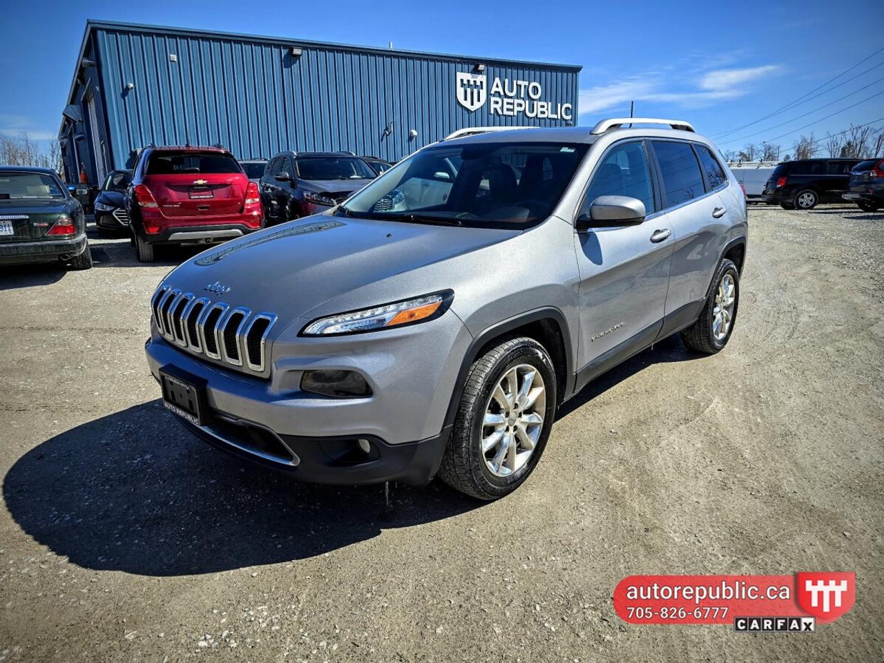 One owner accident free loaded Jeep in mint condition and low kms <br/> Comes Safety Certified with no extra charge <br/> <br/> <br/> Loaded with leather seats, power adjustable seats with memory, heated seats, Navigation, Bluetooth, Backup camera, heated steering wheel, remote start, cruise control, AC with dual zone climate control, push to Start, power ebrake, steering wheel controls, chrome wheels, fog lights, privacy glass, power locks and windows, tilt steering, automatic headlights, remote keyless entry with two sets of keys, trip computer and much more ... <br/> Link to Youtube walkaround video: <br/> https://www.youtube.com/watch?v=2a3hkwrM_Ww <br/> <br/> <br/> Has low kms only 97800k kms - Carfax Verified <br/> Had one owner before and never been in accidents <br/> Link to Carfax: <br/> https://vhr.carfax.ca/?id=c9BuziHTKz9vw7BibJEFW1HM8WQHLFAd <br/> <br/> <br/> Has powerful and reliable 3.2L 6cyl engine pushing lot of power to all four wheels. <br/> Fuel consumption is as low as 8L per 100 kms <br/> <br/> <br/> Gorgeous color combination - shiny grey exterior on black leather mint interior. <br/> Smoke free, odor free interior. <br/> <br/> <br/> Perfect combination of versatility, safety and reliability. <br/> <br/> <br/> Please call 705-826-6777 for appointments <br/> www.autorepublic.ca <br/> <br/> <br/> Available extended warranty up to 48 months <br/> <br/> <br/> Financing is available <br/> <br/> <br/> Tax and Licensing extra <br/> <br/> <br/> Trade-ins are welcome! <br/> <br/> <br/> No Hidden Fees or Admin Fees! <br/> <br/> <br/> Do not hesitate to contact us with any questions. <br/> <br/> <br/> Electronic signing of the agreements and delivery of the vehicles to customer`s location is available too. <br/> <br/> <br/> Please call us at 705/826/6777 for more details. <br/> www.autorepublic.ca <br/> <br/> <br/> AUTO REPUBLIC <br/> Quality Certified Pre-Owned Vehicles <br/> 5 Courtland st, Ramara, ON. <br/>