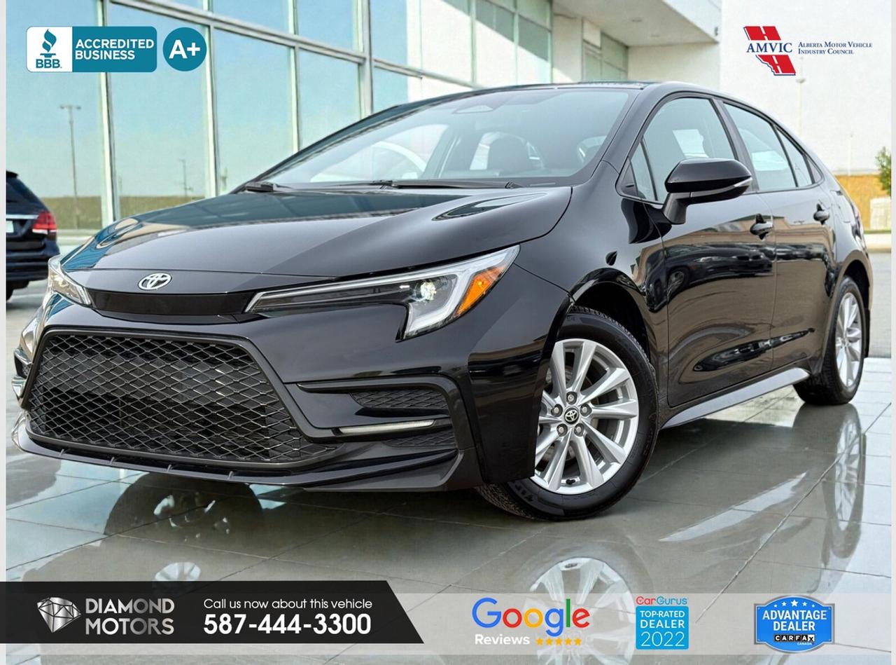 LIMITED TIME at Diamond Motors <br/> Drive away with a FREE 1-Year Warranty + low payments included at Listed Price. T&Cs Apply. <br/> 2L 4 CYLINDER ENGINE, LOW KILOMETERS, BLUETOOTH, BACKUP CAMERA, HEATED SEATS, RED COLOUR SEATS, LANE ASSIST, ADAPTIVE CRUISE CONTROL, BLIND SPOT MONITORING, KEYLESS ENTRY, PUSH START, NAVIGATION AND MUCH MORE!!!!! <br/> <br/> <br/> <br/> <br/> Now Available: 2024 Toyota Corolla SE Black has 33,405 KM on it. 2L 4 Cylinder Engine engine, Front-Wheel Drive, Automatic transmission, 5 Seater passengers, on special price for $28,500.00. <br/> <br/> <br/> Book your appointment today for Test Drive. We offer contactless Test drives & Virtual Walkarounds. Stock Number: 261051 <br/> Disclosure: This vehicle was previously registered in BC. Vehicle has passed all required inspections in Alberta. <br/> The vehicle was in need of repairs as a result of an incident or collision that cost more than $3,000 including parts and labour. <br/> At Diamond Motors, we are dedicated to providing you with an outstanding car-buying experience, offering quality pre-owned vehicles at prices that fit your budget. Our transparent and honest approach means you can expect straightforward guidance without any high-pressure sales tactics. We believe in building lasting relationships with our customers by offering personalized service tailored to your needs. From the moment you step onto our lot, our team is here to support you every step of the way, ensuring you leave confident in your decision. Trust, integrity, and customer satisfaction are the foundation of everything we do. <br/> <br/> <br/> Why Choose Diamond Motors?<br/> <br/> Certified Pre-Owned Vehicles <br/> Family Owned & Operated <br/> 100+ Vehicles in Stock <br/> Finance & Extended Warranty Available <br/> Transparent Pricing <br/> Inspection & Carfax Provided <br/> No-Pressure Buying Experience <br/> Full Disclosure Guaranteed <br/> Top Google Rated Dealership <br/> Trade-Ins Welcome <br/> AMVIC Licensed & BBB Accredited <br/> CarGurus Top-Rated Dealer (2022 & 2024) <br/> <br/> <br/> Phone to schedule an appointment @ 587-444-3300 or simply browse our inventory online www.diamondmotors.ca or come and see us at our location at <br/> 3403 93 street NW, Edmonton, T6E 6A4 <br/> <br/> <br/> To view the rest of our inventory: <br/> www.diamondmotors.ca/inventory <br/> <br/> <br/> This dealership provides all required disclosures in accordance with AMVIC regulations. A completed Mechanical Fitness Assessment and its associated inspection work order will be supplied with every vehicle. A Carfax (or equivalent) vehicle history report will also be provided, including available information on previous damage, accident history, stolen or salvage status, and jurisdictional records. <br/> Customers are encouraged to review all vehicle features, options, and equipment for accuracy prior to purchase. <br/>