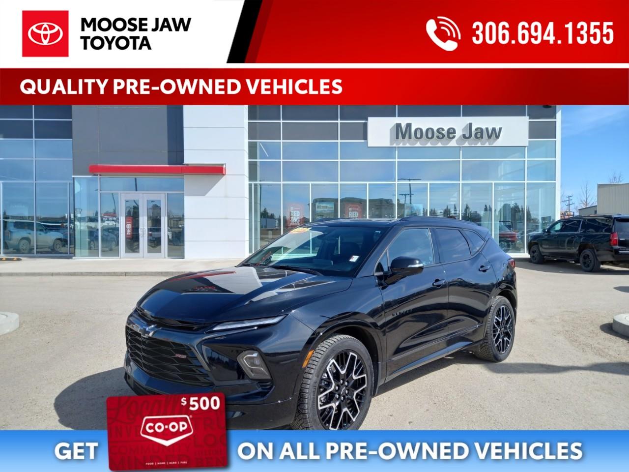 <p>Turn heads and drive in confidence with this <strong>2024 Chevrolet Blazer RS</strong>loaded with all the right options. Equipped with the <strong>Safety Plus Package</strong> and <strong>Convenience Package</strong>, plus bold <strong>upgraded 21" aluminum wheels</strong>, it delivers style, tech, and peace of mind in one sharp SUV.</p><p>This is a <strong>local, one-owner trade with low mileage</strong>, showing excellent care and ready for its next adventure.</p><p><strong>Sporty, well-equipped, and hard to finddont miss it</strong></p>