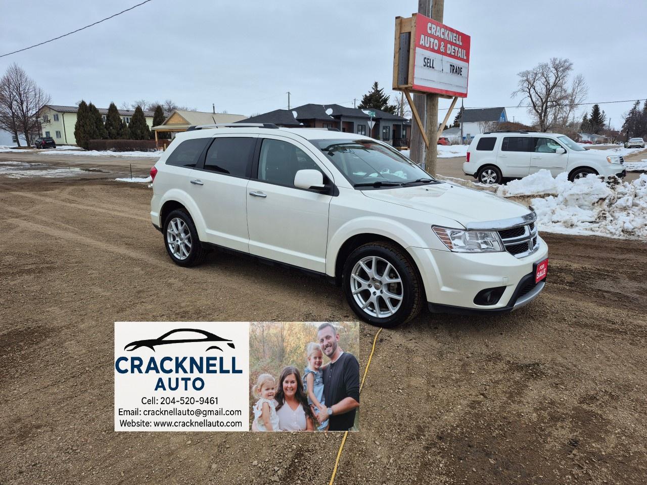 <p>2014 Dodge Journey R/T AWD - Clean Title/ Safetied - $156 Bi-weekly + Tax</p><p><span style=color:rgb( 15 , 15 , 15 )>Located in Carberry, but capable of bringing to Brandon. Priced to Sell! Carfax Available, excellent condition.</span></p><ul><li><p>Leather Seats with Heated Front Seats & Heated Steering Wheel</p></li><li><p>All Wheel Drive</p></li><li><p>8.4 Uconnect Touchscreen with Navigation</p></li><li><p>Premium Alpine Sound System</p></li><li><p>Tri-Zone Climate Control</p></li><li><p>Keyless Entry & Push-Button Start</p></li><li><p>Remote Start</p></li><li><p>Rear DVD Entertainment System</p></li><li><p>Fold-Flat Third-Row Seating for Extra Cargo Space</p></li><li><p>Fog Lights & LED Tail Lights</p></li><li><p>Backup Camera & Rear Parking Sensors</p></li><li><p>Freshly safetied and serviced</p></li></ul><p>Financing Available/ Warranty Available /Trades Welcome /<span style=color:rgb( 15 , 15 , 15 )>delivery available.</span></p><p></p><p>Call/Text<u> 204-520-9461</u></p><p></p><p>Dealer #5905</p><p></p><p><strong>Vehicle available for dealer trading, perfect subprime car</strong></p><p></p><p>Treaty cards accepted - 7 Day insurances available meaning you can drive home the same day even if MPI is closed (good for weekends and after hours)</p>
