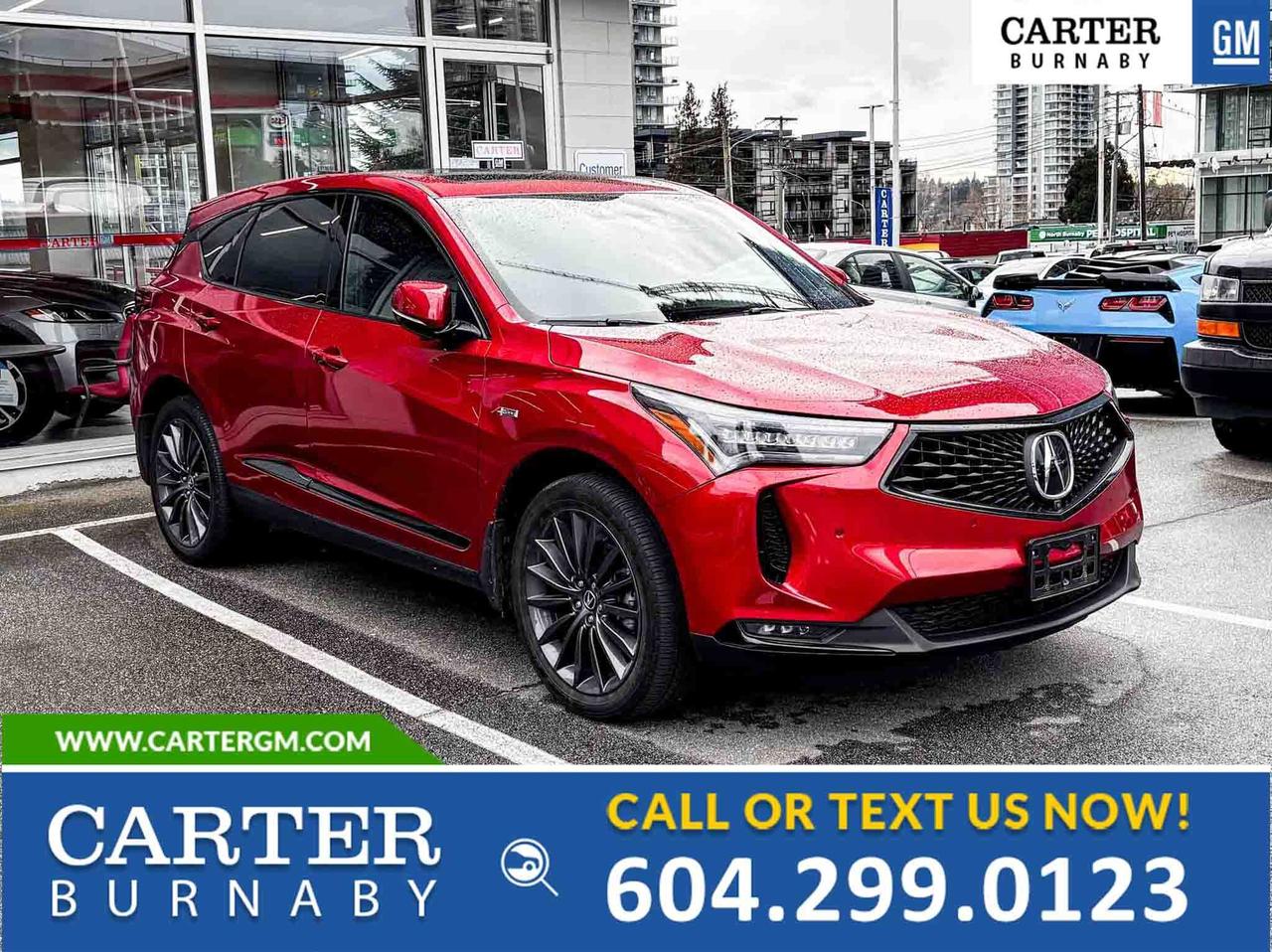 ONE OWNER
Experience premium performance and bold design in this 2022 Acura RDX Platinum Elite A-Spec AWD. Powered by a turbocharged 2.0L VTEC engine, it delivers responsive handling and confidence in all conditions. Enjoy luxury touches like a panoramic sunroof, 16-speaker audio system, and 12-way power front seats. Stay safe with Blind Spot Information System, AEB, parking sensors, and an aerial view camera. A heated sport leather steering wheel adds comfort to every drive.

Come take it for a test drive today and experience all this stylish vehicle has to offer!

WHY CARTER GM BURNABY?

- An unrivalled vehicle purchasing experience!
- Exceeding our loyal customers expectations since 1963
- 4.5 Google star rating (with 2,300+ customer reviews)
- Cargurus Top-rated Dealer 2025 Award
- Cargurus Top Value Dealer 2025 Award
- Peace of mind - 150-point vehicle inspection
- CARFAX - full vehicle service history - purchase with confidence!
- Vehicle trades welcome! Best price guaranteed!
- We provide upfront pricing, zero hidden fees, and 100% transparency
- Fast approvals and 99% acceptance rates (no matter your current credit status!)
- Multilingual staff (many languages spoken)
- Comfortable non-pressured environment with in-store television, WIFI and a childrens play area!
- In-store restaurant: fresh daily menu





Were here to help you drive the vehicle you want, the vehicle you deserve!
QUESTIONS? GREAT! WEVE GOT ANSWERS!
To speak with a friendly vehicle specialist - CALL NOW!
The advertised price includes all standard dealer fees and any applicable manufacturer or dealer incentives. It does not include applicable taxes, licensing, insurance, or optional products or services. Dealer fees will be clearly broken out and itemized on the bill of sale, maximum total of fees $495.00. Prices are shown in Canadian dollars. While we make every effort to ensure accuracy, vehicle details, pricing, options, and availability are subject to change without notice. Please confirm all information with dealership sales management before purchase. Dealer Code: 81129