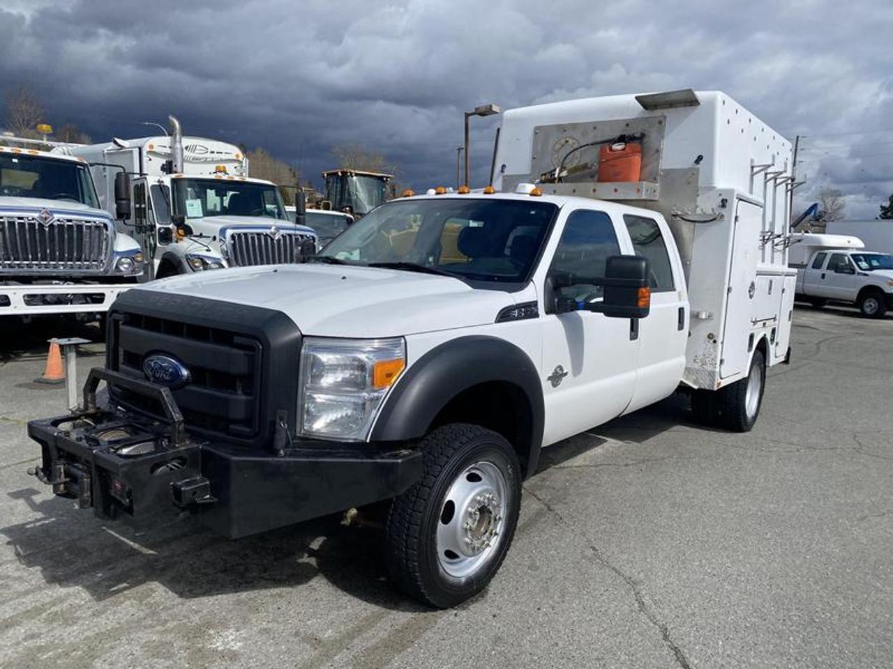 2015 Ford F-550 Crew Cab Service Truck Dually Diesel  4WD, 6.7L, 8 cylinder, 4 door, automatic, 4WD, cruise control, air conditioning, back up camera  AM/FM radio, power windows, white exterior, gray interior, cloth, comes with Winch,
WARN Winch  model 15000 with controller in rear driver side door.  $18,530.00 plus $375 processing fee, $18,905.00 total payment obligation before taxes.   Listing report, warranty, contract commitment cancellation fee, financing available on approved credit (some limitations and exceptions may apply). All above specifications and information is considered to be accurate but is not guaranteed and no opinion or advice is given as to whether this item should be purchased. We do not allow test drives due to theft, fraud, acts of vandalism and undetectable impaired driving. Instead we provide the following benefits: Complimentary Warranty (with options to extend), Limited Money Back Satisfaction Guarantee on Fully Completed Contracts, Contract Commitment Cancellation, and an Open-Ended Sell-Back Option. Ask seller for details or call 604-522-REPO(7376) to confirm listing availability.