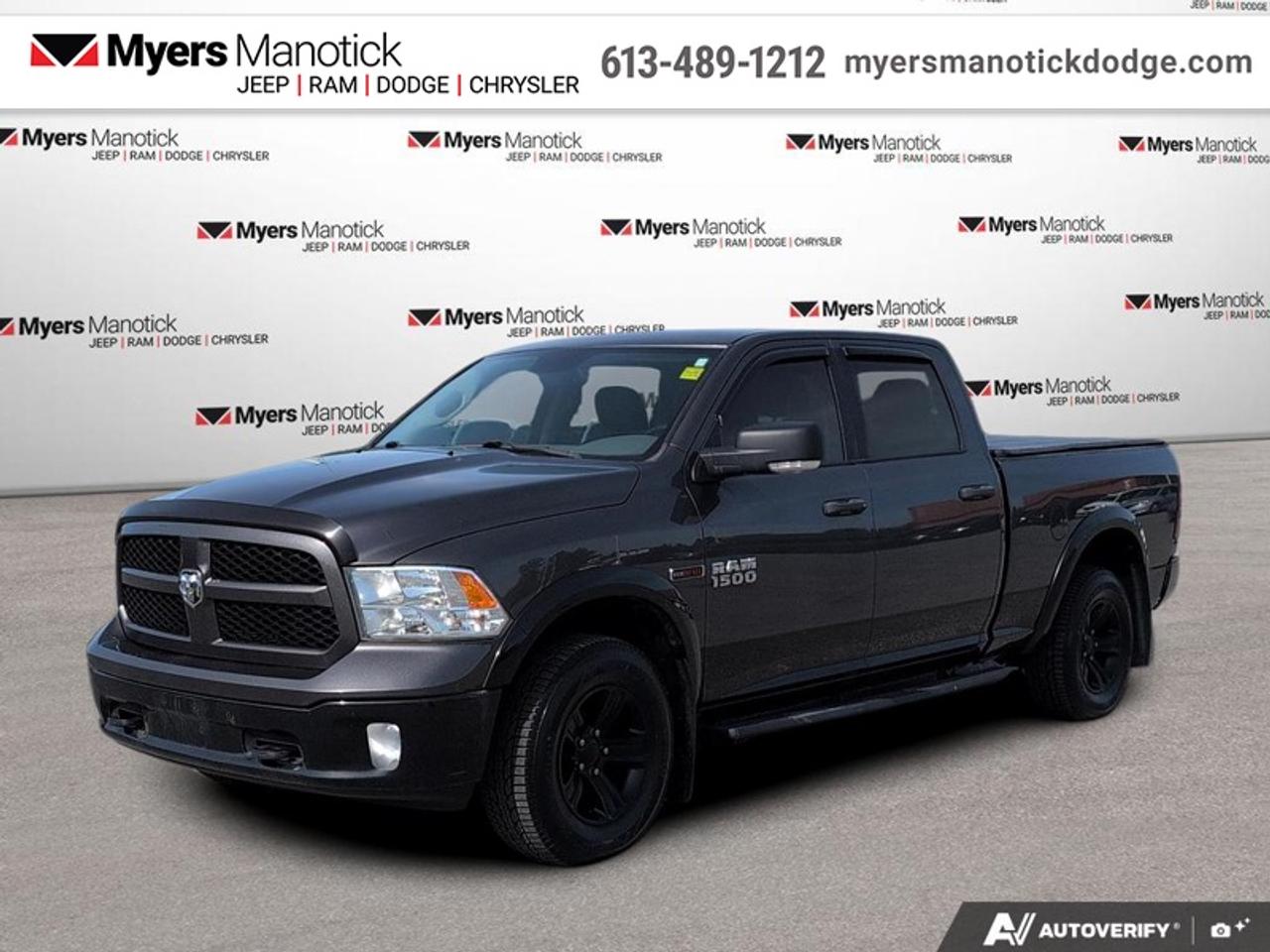 <b>Bluetooth,  SiriusXM,  Fog Lamps,  Aluminum Wheels,  Air Conditioning!</b><br> <br>  Compare at $16593 - Our Price is just $16110! <br> <br>This 2018 Ram 1500 is the truck to have, thanks to its incredible powertrain and a well-appointed interior. This 2018 Ram 1500 is for sale today in Manotick.<br> <br>The reasons why this Ram 1500 stands above the well-respected competition are evident: uncompromising capability, proven commitment to safety and security, and state-of-the-art technology. From its muscular exterior to the well-trimmed interior, this 2018 Ram 1500 is more than just a workhorse. Get the job done in comfort and style with this amazing full size truck.<br> <br>This sought after diesel Crew Cab 4X4 pickup has 161,569 km. Its Granite Crystal Metallic in colour. It has an Automatic transmission and is powered by a 240HP 3.0L V6 Cylinder Engine. <br> <br> Our 1500s trim level is Outdoorsman. This Ram Outdoorsman was made for the great outdoors. It comes with a Uconnect infotainment system with Bluetooth streaming audio and hands-free communication, SiriusXM, a mini trip computer, air conditioning, cruise control, power windows, power doors with remote keyless entry, aluminum wheels, six airbags, rubber floor mats, fog lamps, and more. This vehicle has been upgraded with the following features: Bluetooth, SiriusXM, Fog Lamps, Aluminum Wheels, Air Conditioning, Power Windows.<br> To view the original window sticker for this vehicle view this <a href=http://www.chrysler.com/hostd/windowsticker/getWindowStickerPdf.do?vin=1C6RR7TM1JS286135 target=_blank>http://www.chrysler.com/hostd/windowsticker/getWindowStickerPdf.do?vin=1C6RR7TM1JS286135</a>. <br/><br> <br>To apply right now for financing use this link: <a href=https://CreditOnline.dealertrack.ca/Web/Default.aspx?Token=3206df1a-492e-4453-9f18-918b5245c510&Lang=en target=_blank>https://CreditOnline.dealertrack.ca/Web/Default.aspx?Token=3206df1a-492e-4453-9f18-918b5245c510&Lang=en</a><br> <br/><br>If youre looking for a Dodge, Ram, Jeep, and Chrysler dealership in Ottawa that always goes above and beyond for you, visit Myers Manotick Dodge today! Were more than just great cars. We provide the kind of world-class Dodge service experience near Kanata that will make you a Myers customer for life. And with fabulous perks like extended service hours, our 30-day tire price guarantee, the Myers No Charge Engine/Transmission for Life program, and complimentary shuttle service, its no wonder were a top choice for drivers everywhere. Get more with Myers! <br>*LIFETIME ENGINE TRANSMISSION WARRANTY NOT AVAILABLE ON VEHICLES WITH KMS EXCEEDING 140,000KM, VEHICLES 8 YEARS & OLDER, OR HIGHLINE BRAND VEHICLE(eg. BMW, INFINITI. CADILLAC, LEXUS...)<br> Come by and check out our fleet of 30+ used cars and trucks and 50+ new cars and trucks for sale in Manotick.  o~o