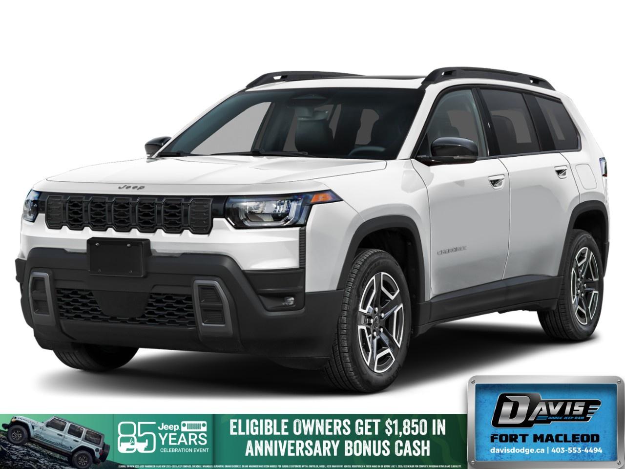 <p><strong>2026 Jeep Cherokee Laredo 4x4 - White</strong></p><p>Experience driving like never before with the brand new 2026 Jeep Cherokee Laredo 4x4 in a striking white finish. With its advanced 4×4 drivetrain, this SUV offers exceptional handling and control on any terrain.</p><p><strong>Interior Features:</strong></p><ul><li>Heated Front Seats & Heated Steering Wheel</li><li>Power Seats & Power Windows</li><li>Keyless Entry & Remote Start</li><li>Bluetooth Connection & Wifi Hotspot</li><li>Smart Device Integration & Satellite Radio</li></ul><p><strong>Exterior Features:</strong></p><ul><li>Bright White Exterior Color</li><li>Alloy Wheels</li><li>Heated Mirrors</li><li>Compact Spare Tire</li></ul><p><strong>Technology & Safety Features:</strong></p><ul><li>Backup Camera & Parking Sensors</li><li>Brake Assist & Lane Assist</li><li>Adaptive Cruise Control</li><li>Advanced Safety Package with Air Conditioning</li></ul><p>Perfect for families and adventure enthusiasts alike, the 2026 Jeep Cherokee Laredo 4x4 is equipped with features designed for both comfort and safety. Don't miss your chance to own this versatile SUV. Contact Davis Dodge Fort Macleod today for more information!</p>