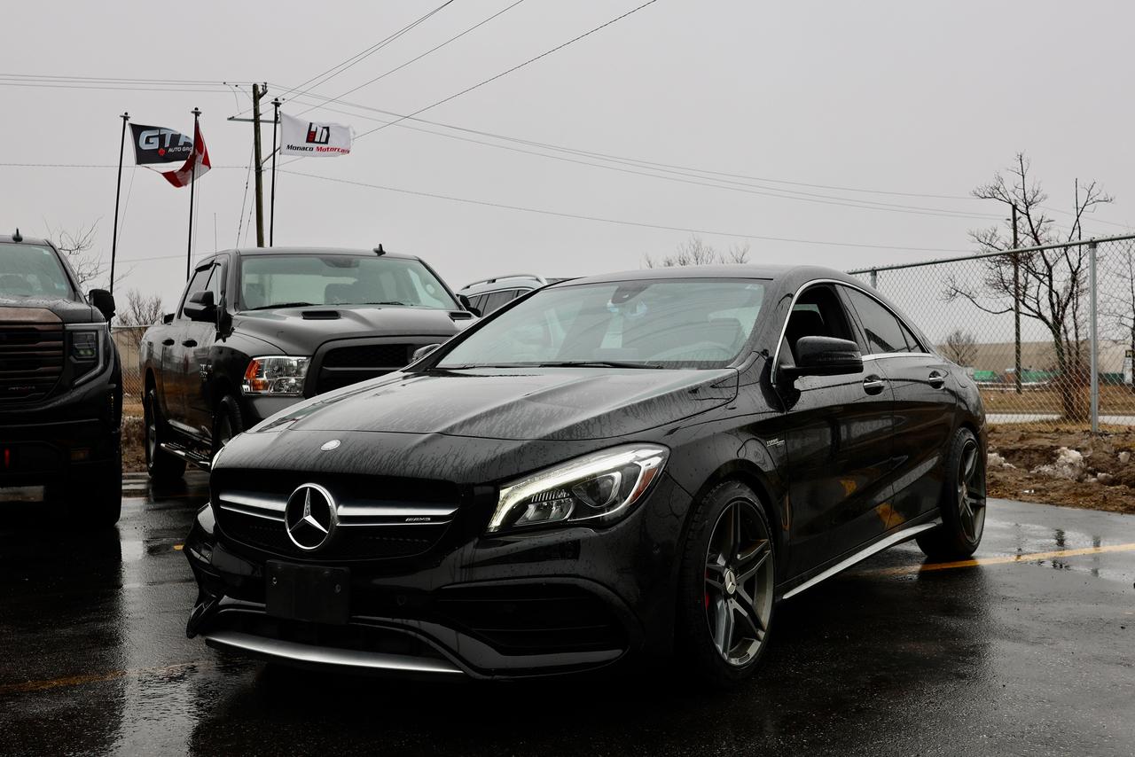 <p class=p1>Special Finance Price: $23,999 | Cash Price: $25,499</p><p class=p1>2017 Mercedes-Benz CLA45 AMG - Leather, Keyless, Push Start, Sunroof, Backup Camera, Navigation, Active Brake Assist, Blind Spot Assist, Attention Assist, Sport Exhaust, Sport Suspension, Harman Kardon Sound System, Heated Seats, Power Memory Seats, Bluetooth, Alloy Wheels, Cruise Control, And Much More.</p><p class=p1>Odometer: 140,000 KM.</p><p class=p1>Call Us:&nbsp;(416) 766-6226</p><p class=p1>Monaco Motorcars Inc.</p><p class=p1>Location: 112 King St, Barrie, ON</p><p class=p1>Business Hours:</p><p class=p1>Monday - Friday: 10am - 6pm</p><p class=p1>Saturday: 10am - 5pm</p><p class=p1>Sunday : Closed</p><p class=p1>www.monacomotorcars.com</p><p class=p1>Apply for Financing Online:&nbsp;www.monacomotorcars.com/financing/</p><p class=p1>All our vehicles go through an Ontario Standard Certification Inspection where we make sure the car is safe so you don&rsquo;t have to. An additional cost of $999 will be applied to all Certified vehicles. If not certified as per OMVIC regulations vehicle is not drivable, not certified and not e-tested. Each Certified vehicle comes with an Ontario Safety Certification and a 36-day or 2000 KM Safety Warranty. At Monaco Motorcars, we are revolutionizing the car buying experience. Come see the difference. Full vehicle history is disclosed prior to closing a deal because we want you to know everything about your next vehicle. Countless Financing options are available including $0 DOWN!!! (O.A.C.) All credit types welcome! Bad/Good/No Credit, bankruptcy, consumer proposal, new to Canada, student. Hassle-free approvals. No matter what your credit situation is, You Are Approved. Conditions apply. We Accept Trade-Ins! Bring it by for an Appraisal. Multiple extended warranty options are available to choose from.</p><p class=p1>We Are Proud To Serve Clients All Over Canada & Ontario - Toronto, Markham, Richmond Hill, Mississauga, Oshawa, Etobicoke, Newmarket, Pickering, Whitby, Ajax, North York, Scarborough, Barrie, Orangeville, Waterloo, Milton, Kitchener, Ottawa, Aurora, London, Kingston, Hamilton, Muskoka, Belleville, Brant, Brantford, Brockville, Cornwall, Windsor, Sudbury, Guelph, Orillia, Sarnia, Timmins, Thunder Bay, Welland, Pembroke, St Catharines, St. Thomas, Thorold, Ottawa, Owen Sound, Haldimand County, Kenora and Niagara Falls.</p><p class=p1>PRICES DISPLAYED: HST and licensing fees are not included.</p><p class=p1>FINANCING OPTIONS: Enjoy rates as low as 6.99% with $0 down and no payments for 3 months (O.A.C). Our expert financing team partners with major banks and lenders to secure the lowest rates and most flexible terms for your car loan. A $999 financing fee applies.</p><p class=p1>We strive to provide accurate and up-to-date listing information; however, Monaco Motorcars is not responsible for any errors, omissions, or typographical mistakes. Prices are subject to change without notice. Please contact us to confirm details.</p>
