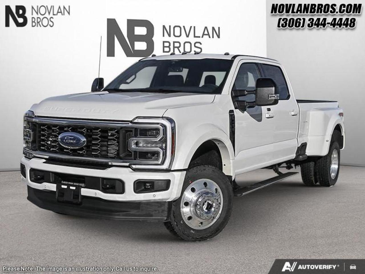 <b>Diesel Engine, Premium Audio, Leather 40/Console/40 Seat, Spray-in Bedliner!</b><br> <br> <br> <br>Check out our great inventory of new vehicles at Novlan Brothers!<br> <br>This Ford F-450 boasts a quiet cabin, a compliant ride, and incredible capability. <br> <br>The most capable truck for work or play, this heavy-duty Ford F-450 never stops moving forward and gives you the power you need, the features you want, and the style you crave! With high-strength, military-grade aluminum construction, this F-450 Super Duty cuts the weight without sacrificing toughness. The interior design is first class, with simple to read text, easy to push buttons and plenty of outward visibility. This truck is strong, extremely comfortable and ready for anything.<br> <br>This Star White Metallic Tri-Coat sought after diesel Crew Cab 4X4 pickup has a 10 Speed Automatic transmission and is powered by a 475HP 6.7L 8 Cylinder Engine. <br> <br> Our F-450 Super Dutys trim level is Platinum. This F-450 Platinum is embellished with chrome exterior accents and unique exterior styling, with power running boards, adaptive cruise control, a drivers heads-up display and retractable rear steps, along with Platinum-themed leather-trimmed heated and ventilated front seats with power adjustment, memory function and lumbar support, a heated leather-wrapped steering wheel, voice-activated dual-zone automatic climate control, power-adjustable pedals, a sonorous 8-speaker Bang & Olufsen audio system, and two 120-volt AC power outlets. This truck is also ready to get busy, with equipment such as class V towing equipment with a hitch, trailer wiring harness, a brake controller and trailer sway control, beefy suspension with heavy duty shock absorbers, power extendable trailer style mirrors, up-fitter switches, and LED headlights with front fog lamps and automatic high beams. Connectivity is handled by a 12-inch infotainment screen powered by SYNC 4, bundled with Apple CarPlay, Android Auto, inbuilt navigation, and SiriusXM satellite radio. Safety features also include lane keeping assist with lane departure warning, a surround camera system, pre-collision assist with automatic emergency braking and cross-traffic alert, blind spot detection, rear parking sensors, forward collision mitigation, and a cargo bed camera. This vehicle has been upgraded with the following features: Diesel Engine, Premium Audio, Leather 40/Console/40 Seat, Spray-in Bedliner.<br><br> View the original window sticker for this vehicle with this url <b><a href=http://www.windowsticker.forddirect.com/windowsticker.pdf?vin=1FT8W4DT6TEE12590 target=_blank>http://www.windowsticker.forddirect.com/windowsticker.pdf?vin=1FT8W4DT6TEE12590</a></b>.<br> <br>To apply right now for financing use this link: <a href=http://novlanbros.com/credit/ target=_blank>http://novlanbros.com/credit/</a><br><br> <br/> Total  rebate of $4000 is reflected in the price.   Incentives expire 2026-06-01.  See dealer for details. <br> <br><br> Come by and check out our fleet of 20+ used cars and trucks and 100+ new cars and trucks for sale in Paradise Hill.  o~o