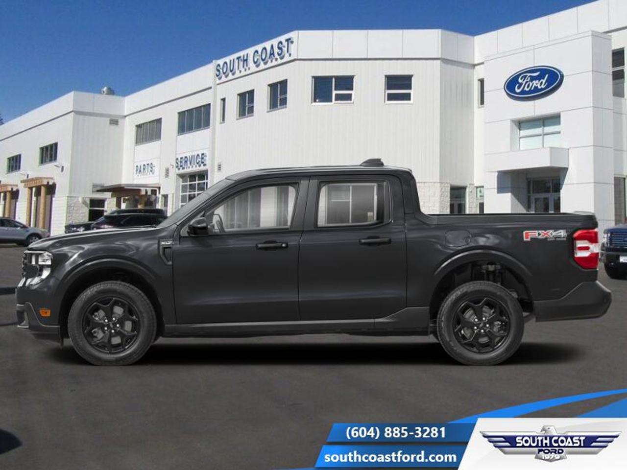 <b>XLT Luxury Package, Tow Package, Spray-In Bedliner, Power 8-Way Driver Seat!</b><br> <br> The 2026 Ford Maverick adapts seamlessly from city commutes to light-haul missions with savvy usability and refined character. <br> <br>The 2026 Ford Maverick balances the utility of a pickup with the size and maneuverability tailored for daily use and light-duty tasks. Inside, the cabin features thoughtful materials, simple modern tech and seating designed to support every passenger comfortably. With its versatile footprint, confident styling and Fords reputation for dependability, the Maverick stands out as a smart choice for lifestyle-driven truck buyers.<br> <br>This Shadow Black Crew Cab 4X4 pickup has a CVT transmission and is powered by a 191HP 2.5L 4 Cylinder Engine. <br> <br> Our Mavericks trim level is XLT. This hybrid pickup blends efficiency and versatility, pairing a lithium-ion battery with regenerative braking and a 1,400 lb maximum payload to handle both daily drives and demanding tasks with ease. Inside, it features a spacious cabin with cloth bucket seats, a 13.2 SYNC 4 touchscreen, wireless Apple CarPlay and Android Auto, SiriusXM, Bluetooth, 5G Wi-Fi hotspot, and smart storage solutions for both passengers and gear. Safety is prioritized with Pre-Collision Assist with pedestrian detection, lane-keeping aid, driver monitoring, cross-traffic mitigation, multiple airbags including curtain and knee protection, rear child safety locks, and Fords advanced stability and traction systems for confident driving in all conditions. This vehicle has been upgraded with the following features: XLT Luxury Package, Tow Package, Spray-In Bedliner, Power 8-Way Driver Seat.<br><br> View the original window sticker for this vehicle with this url <b><a href=http://www.windowsticker.forddirect.com/windowsticker.pdf?vin=3FTTW8J35TRA96098 target=_blank>http://www.windowsticker.forddirect.com/windowsticker.pdf?vin=3FTTW8J35TRA96098</a></b>.<br> <br>To apply right now for financing use this link: <a href=https://www.southcoastford.com/financing/ target=_blank>https://www.southcoastford.com/financing/</a><br><br> <br/>    4.99% financing for 84 months. <br> Buy this vehicle now for the lowest bi-weekly payment of <b>$345.80</b> with $0 down for 84 months @ 4.99% APR O.A.C. ( taxes included, $695 Administration Fee included    / Total Obligation of $57249  ).  Incentives expire 2026-04-30.  See dealer for details. <br> <br>Call South Coast Ford Sales or come visit us in person. Were convenient to Sechelt, BC and located at 5606 Wharf Avenue. and look forward to helping you with your automotive needs. <br><br> Come by and check out our fleet of 20+ used cars and trucks and 90+ new cars and trucks for sale in Sechelt.  o~o