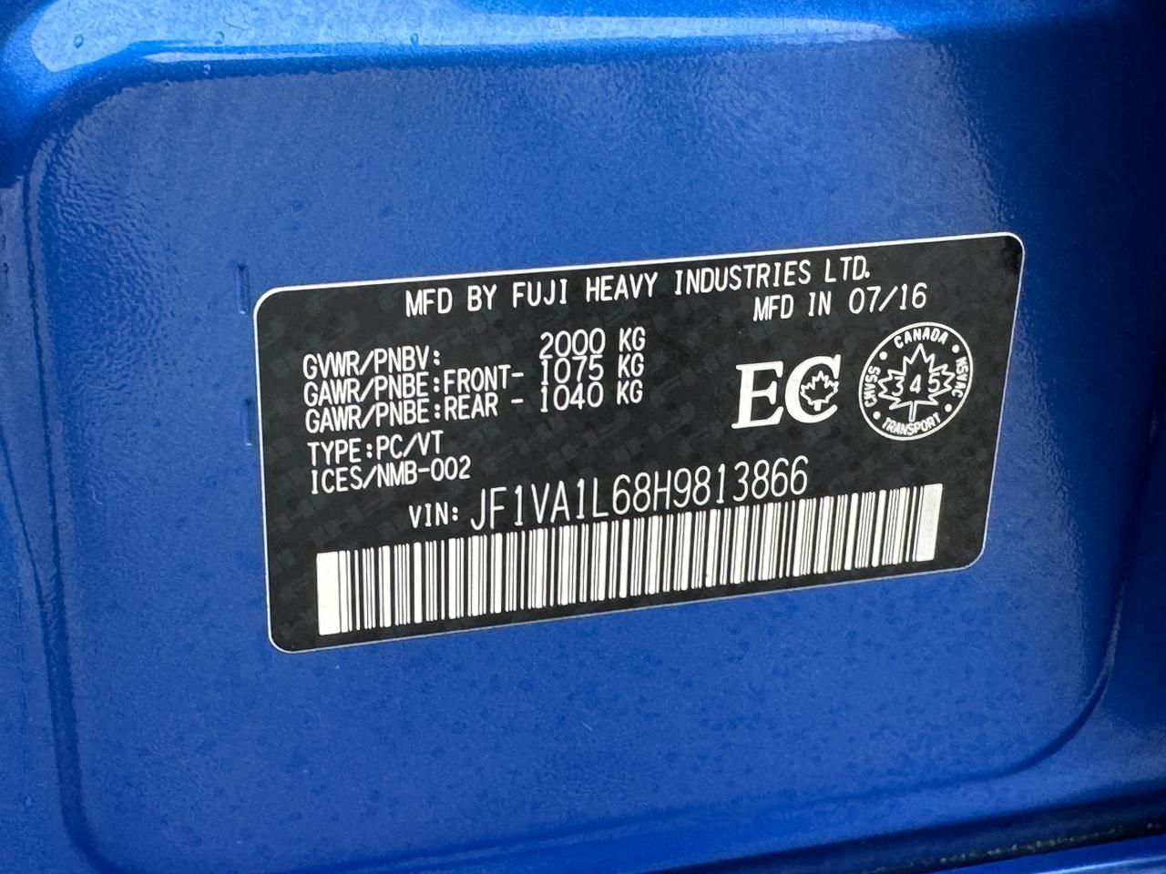 2017 Subaru WRX Sport-tech+Leather+Roof+Rust Proofed+ACCIDENT FREE Photo