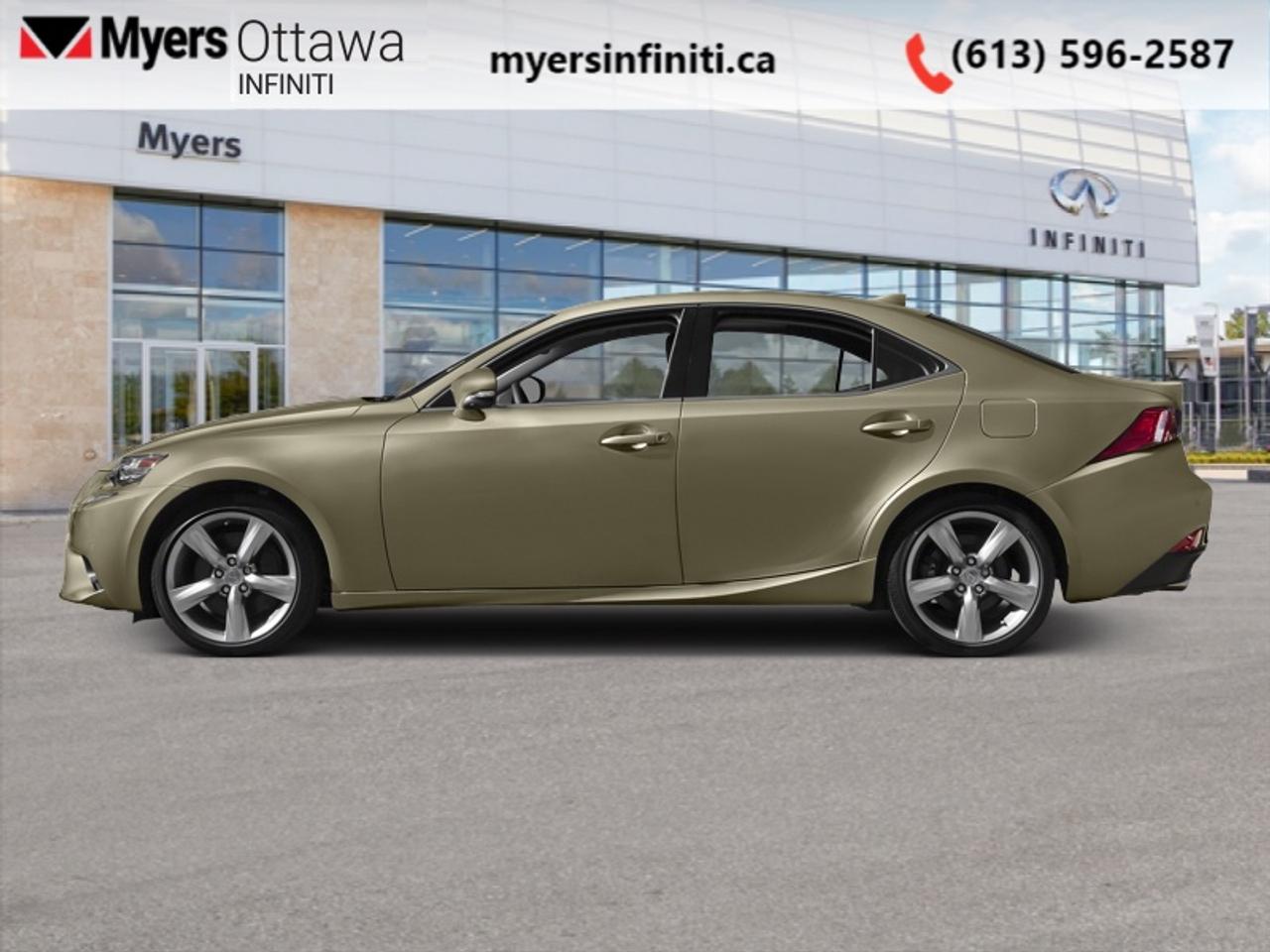 <b>Executive Package!</b><br> <br> With striking style, respectable performance, and luxury youd expect from its name, the Lexus IS 350 is a strong performer in its competitive segment. This 2015 Lexus IS 350 is fresh on our lot in Ottawa. <br> <br>The 2015 Lexus IS 350 slick blend of style, comfort and power make it an appealing compact luxury sedan. Most shoppers in this segment want style, sophistication, premium features, and perhaps a general sense of sportiness. The 2015 IS 350 hits all of these important notes delivering a smooth and suave luxury experience without renouncing its nimble feel. This sedan has 93,472 km. Its Atomic Silver in colour and is completely accident free based on the <a href=https://vhr.carfax.ca/?id=HsH3XhksjmZ/PT8Rt6/PKVXjz7VgV4Mm target=_blank>CARFAX Report</a>. It has an Automatic transmission and is powered by a 306HP 3.5L V6 Cylinder Engine. It may have some remaining factory warranty, please check with dealer for details. This vehicle has been upgraded with the following features: Executive Package.<br> <br>To apply right now for financing use this link: <a href=https://www.myersinfiniti.ca/finance/ target=_blank>https://www.myersinfiniti.ca/finance/</a><br><br> <br/><br>*LIFETIME ENGINE TRANSMISSION WARRANTY NOT AVAILABLE ON VEHICLES WITH KMS EXCEEDING 140,000KM, VEHICLES 8 YEARS & OLDER, OR HIGHLINE BRAND VEHICLE(eg. BMW, INFINITI. CADILLAC, LEXUS...)<br> Come by and check out our fleet of 50+ used cars and trucks and 120+ new cars and trucks for sale in Ottawa.  o~o