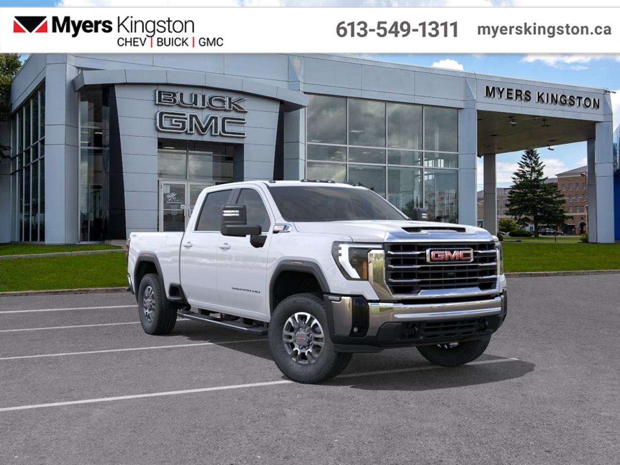 <b>Remote Start Package, 6 inch Chromed Tubular Assist Steps, Spray-On Bedliner, 18 inch Aluminum Wheels, SLE Convenience Package!</b><br> <br> This immensely capable 2026 GMC 2500HD has everything youre looking for in a heavy-duty truck.<br> <br>This 2026 GMC 2500HD is highly configurable work truck that can haul a colossal amount of weight thanks to its potent drivetrain. This truck also offers amazing interior features that nestle occupants in comfort and luxury, with a great selection of tech features. For heavy-duty activities and even long-haul trips, the 2500HD is all the truck youll ever need.<br> <br>This Summit White sought after diesel Crew Cab 4X4 pickup has an Automatic transmission and is powered by a 470HP 6.6L 8 Cylinder Engine. <br> <br> Our Sierra 2500HDs trim level is SLE. This trim blends durability with comfort and modern technology, making it a versatile workhorse. Inside, the cabin features cloth seating with a split-bench design, a 13.4 GMC Premium Infotainment System with Google built-in, wireless Apple CarPlay and Android Auto, Bluetooth, Wi-Fi hotspot capability, and a 12.3 digital driver display. The exterior adds chrome bumpers, LED projector headlamps, signature LED taillamps, CornerSteps, integrated bed steps, and a power-locking EZ Lift tailgate. Trailering is simplified with an integrated Trailer Brake Controller, Hitch Guidance, multiple tie-downs, and power-adjustable heated trailering mirrors. The Sierra HD Pro Safety suite provides Forward Collision Alert, Lane Departure Warning, Automatic Emergency Braking, Front Pedestrian Braking, IntelliBeam auto high beams, Following Distance Indicator, Teen Driver technology, HD Rear Vision Camera, and StabiliTrak stability control. This vehicle has been upgraded with the following features: Remote Start Package, 6 inch Chromed Tubular Assist Steps, Spray-On Bedliner, 18 inch Aluminum Wheels, SLE Convenience Package.<br><br> <br>To apply right now for financing use this link: <a href=https://www.taylorautomall.com/finance/apply-for-financing/ target=_blank>https://www.taylorautomall.com/finance/apply-for-financing/</a><br> <br/>4.99% financing for 84 months. Incentives expire 2026-08-31. See dealer for details. <br><br>HST, licensing, and Federal luxury tax (if applicable) are extra. <br><br> Come by and check out our fleet of 60+ used cars and trucks and 190+ new cars and trucks for sale in Kingston.  o~o
