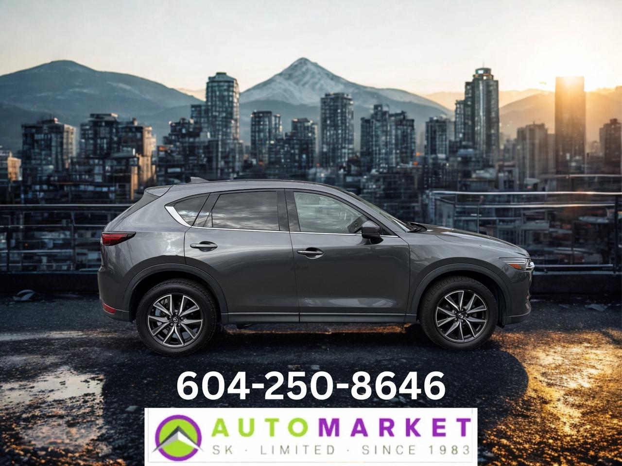 &ldquo;No Pricing Tricks, No Hidden Fees&mdash;Just Great Cars at Great Prices&rdquo;. Every vehicle is inspected, Warrantied and Financeable!<br /><br />Welcome to the Automarket, your community dealership of "YES". We are featuring an exceptionally clean and beautiful Mazda CX-5 GT. This vehilce is clean title with NO accident claims what so ever.<br />This GT is Loaded with all of the best features such as Heated Leather, HEADS UP DISPLAY, CARPLAY, AWD, Power Tailgate and all of the power features available at that time.<br /><br />Having been fully inspected, we know that the Tires are 60% New on all 4 corners and the Brakes are 40% new both front and rear. We have also tested the battery and the coolant as well as changed the oil and fully detailed the vehicle for your enjoyment and peace of mind.<br /><br />2 LOCATIONS TO SERVE YOU, BE SURE TO CALL FIRST TO CONFIRM WHERE THE VEHICLE IS PARKED<br />WHITE ROCK 604-542-4970 LANGLEY 604-533-1310 OWNER'S CELL 604-649-0565<br /><br />We are a family owned and operated business since 1983 and we are committed to offering outstanding vehicles backed by exceptional customer service, now and in the future.<br />What ever your specific needs may be, we will custom tailor your purchase exactly how you want or need it to be. All you have to do is give us a call and we will happily walk you through all the steps with no stress and no pressure.<br />WE ARE THE HOUSE OF YES?<br />ADDITIONAL BENFITS WHEN BUYING FROM SK AUTOMARKET:<br />ON SITE FINANCING THROUGH OUR 17 AFFILIATED BANKS AND VEHICLE FINANCE COMPANIES<br />IN HOUSE LEASE TO OWN PROGRAM.<br />EVRY VEHICLE HAS UNDERGONE A 120 POINT COMPREHENSIVE INSPECTION<br />EVERY PURCHASE INCLUDES A FREE POWERTRAIN WARRANTY<br />EVERY VEHICLE INCLUDES A CARFAX AND ICBC DAMAGE REPORT<br />EVERY VEHICLE IS GUARANTEED LIEN FREE<br />DISCOUNTED RATES ON PARTS AND SERVICE FOR YOUR NEW CAR AND ANY OTHER FAMILY CARS THAT NEED WORK NOW AND IN THE FUTURE.<br />36 YEARS IN THE VEHICLE SALES INDUSTRY<br />A+++ MEMBER OF THE BETTER BUSINESS BUREAU<br />RATED TOP DEALER BY CARGURUS 2 YEARS IN A ROW<br />MEMBER IN GOOD STANDING WITH THE VEHICLE SALES AUTHORITY OF BRITISH COLUMBIA<br />MEMBER OF THE AUTOMOTIVE RETAILERS ASSOCIATION<br />COMMITTED CONTRIBUTER TO OUR LOCAL COMMUNITY AND THE RESIDENTS OF BC<br /><br /> This vehicle has been Fully Inspected, Certified and Qualifies for Our Free Extended Warranty.Don't forget to ask about our Great Finance and Lease Rates. We also have a Options for Buy Here Pay Here and Lease to Own for Good Customers in Bad Situations. 2 locations to help you, White Rock and Langley. Be sure to call before you come to confirm the vehicles location and availability or look us up at www.automarketsales.com. White Rock 604-542-4970 and Langley 604-533-1310. Serving Surrey, Delta, Langley, Richmond, Vancouver, all of BC and western Canada. Financing & leasing available. CALL SK AUTOMARKET LTD. 6045424970. Call us toll-free at 1 877 813-6807. $999 Documentation fee (negotiable) and applicable taxes are in addition to advertised prices. LANGLEY LOCATION DEALER# 40038 S. SURREY LOCATION DEALER #9987