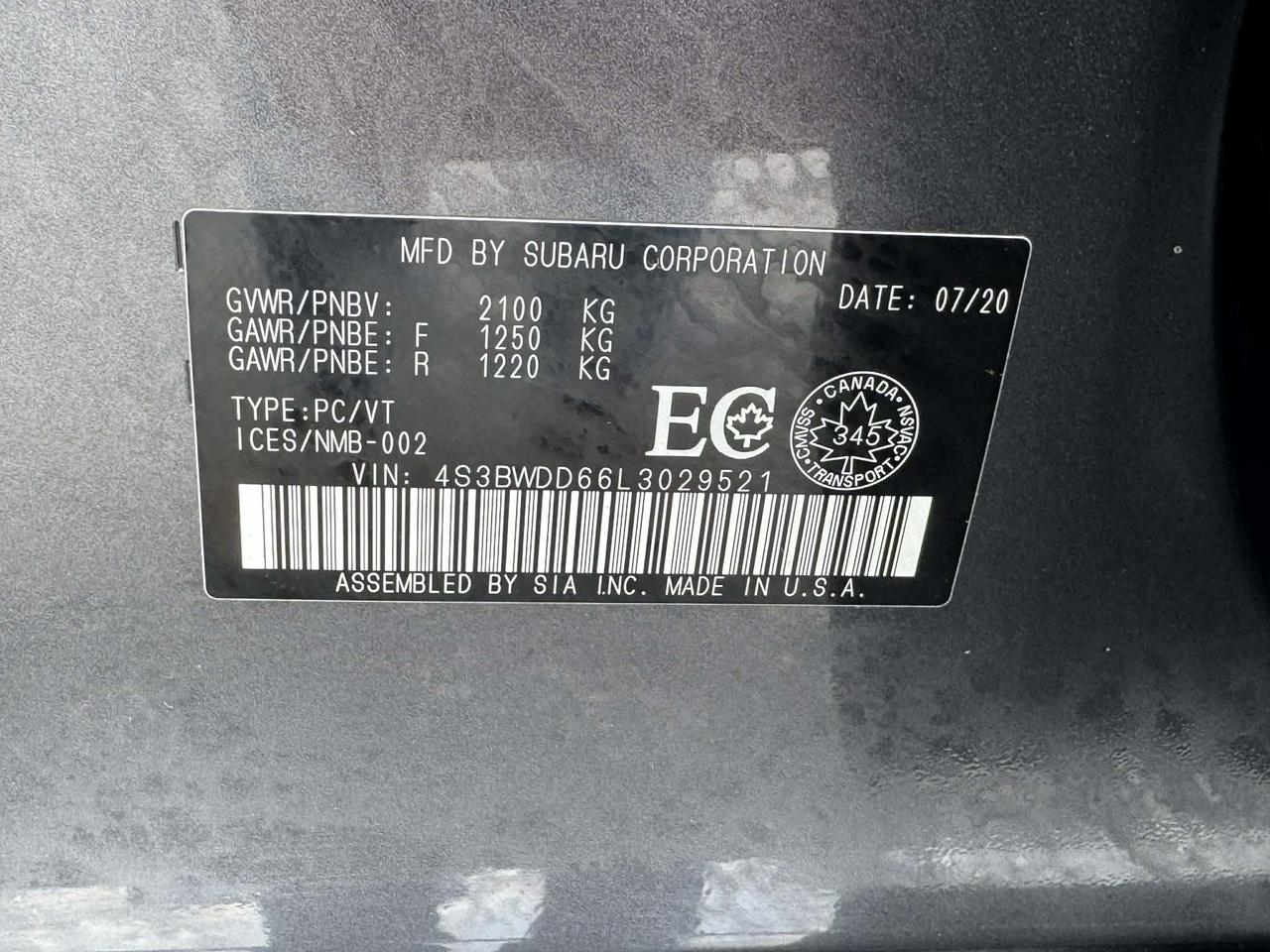 2020 Subaru Legacy Awd Touring Photo