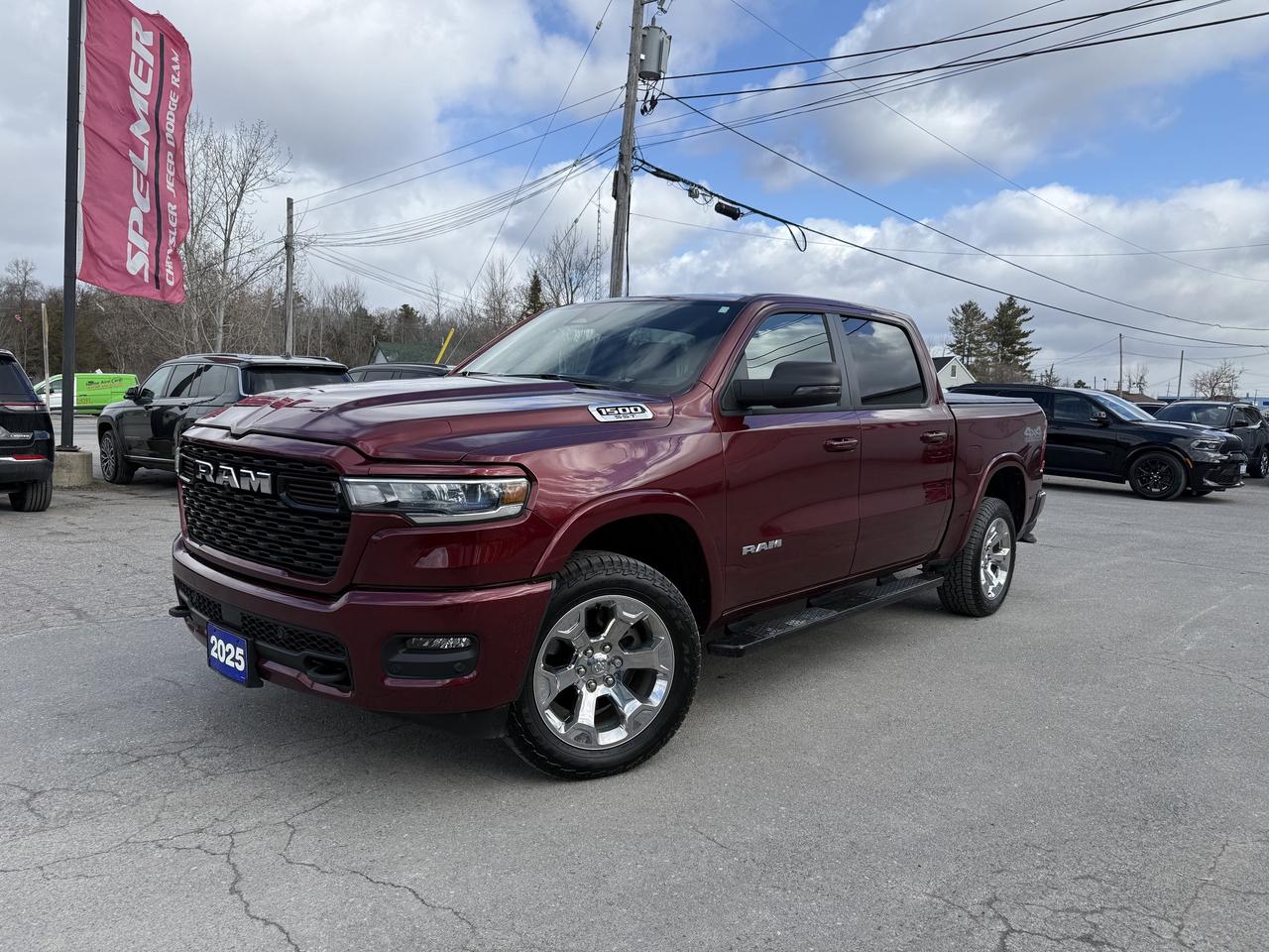 2025 RAM 1500 BIG HORN CREW CAB 4X4.  3.0L HURRICANE TWIN TURBO ENGINE WITH 8 SPEED AUTO TRANSMISSION.  12" SCREEN WITH NAVIGATION, ALPINE SOUND SYSTEM, HEATED SEATS & STEERING WHEEL, REMOTE START, 3.92 REAR AXLE RATIO, TRAILER BRAKE CONTROLLER, SOFT TRI-FOLD TONNEAU COVER, MOPAR FRONT & REAR ALL WEATHER MATS, SPORT APPEARANCE PACKAGE, WIRELESS CHARGING PAD, DEPLOYABLE BED STEP, MOPAR SPRAY IN BEDLINER, RAISED RIDE HEIGHT, POWER DRIVER SEAT, REAR POWER SLIDING WINDOW, POWER ADJUSTABLE PEDALS, BLIND SPOT MONITOR WITH REAR CROSS PATH DETECTION, FORWARD COLLISION WARNING PLUS, ADAPTIVE CRUISE CONTROL, & MORE!  ONLY HST EXTRA.