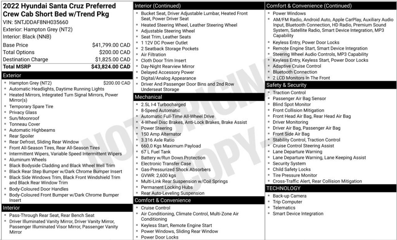 2022 Hyundai Santa Cruz Preferred AWD   Trend Package   Leather   Sunroof Photo