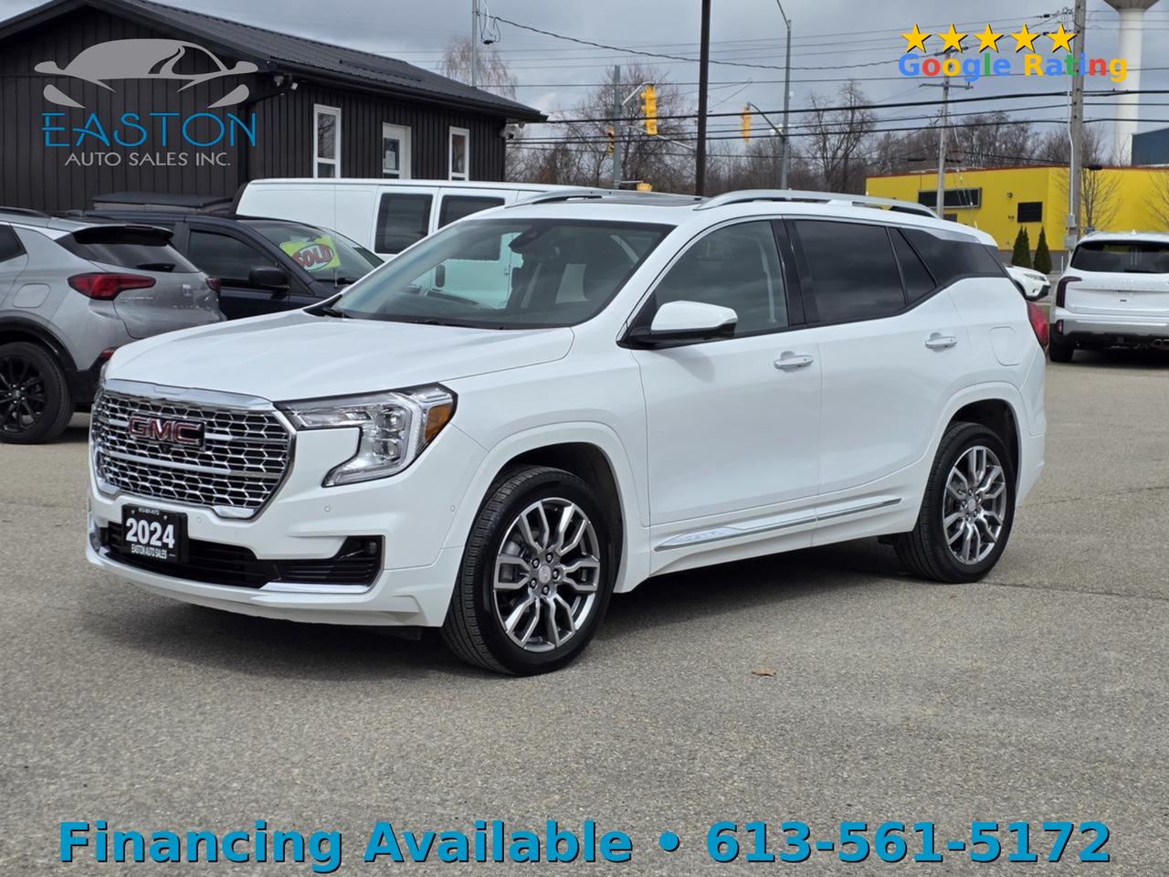 <p>Elevate your driving experience with this 2024 GMC Terrain Denali AWD, a perfect blend of luxury, performance, and advanced technology. Powered by a 1.5L turbocharged 4-cylinder engine and equipped with all-wheel drive, this premium SUV delivers confident handling and a smooth, refined ride in all conditions.</p><p>Step inside the upscale Denali interior and enjoy premium leather seating, power-adjustable front seats with memory settings, and both heated and cooled front seats for ultimate comfort year-round. A sunroof/moonroof adds an open-air feel, enhancing every drive.</p><p>Stay connected and on course with the built-in navigation system and satellite radio, while remote start adds everyday convenience. Safety and driver assistance features include a back-up camera, blind spot monitor, and cruise control, giving you added confidence behind the wheel.</p><p>Practical features like a power liftgate, power windows, locks, and mirrors make this Terrain as functional as it is stylishperfect for busy lifestyles.</p><p>Call us today to schedule your test drive!</p><p>Easton Auto Sales<br> 613-561-5172</p><p>We are OMVIC certified and a proud UCDA member. Conveniently located just minutes from Kingston and Brockville. We pay top dollar for trades and invite you to check out our 5-star Google rating!</p>